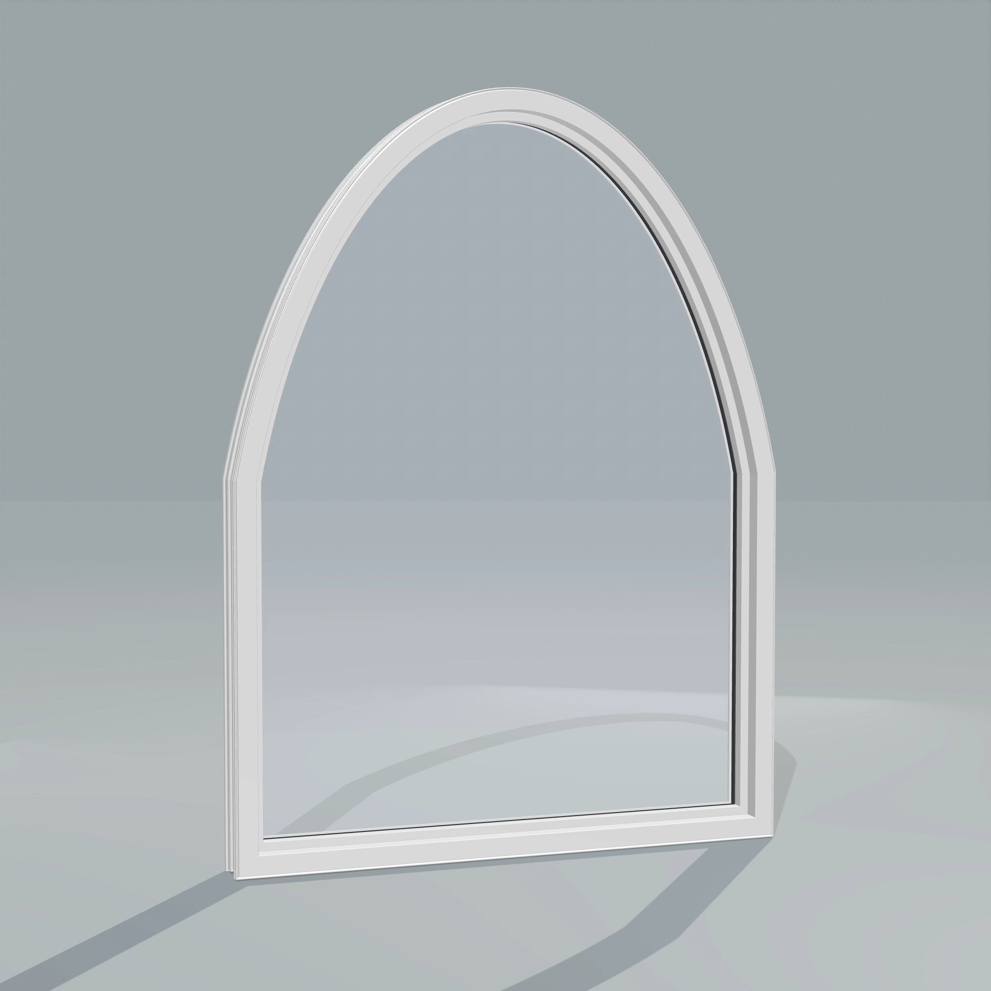 Angled interior view of the 36 × 48 inch raised segment, white exterior / white interior, without nailing flange