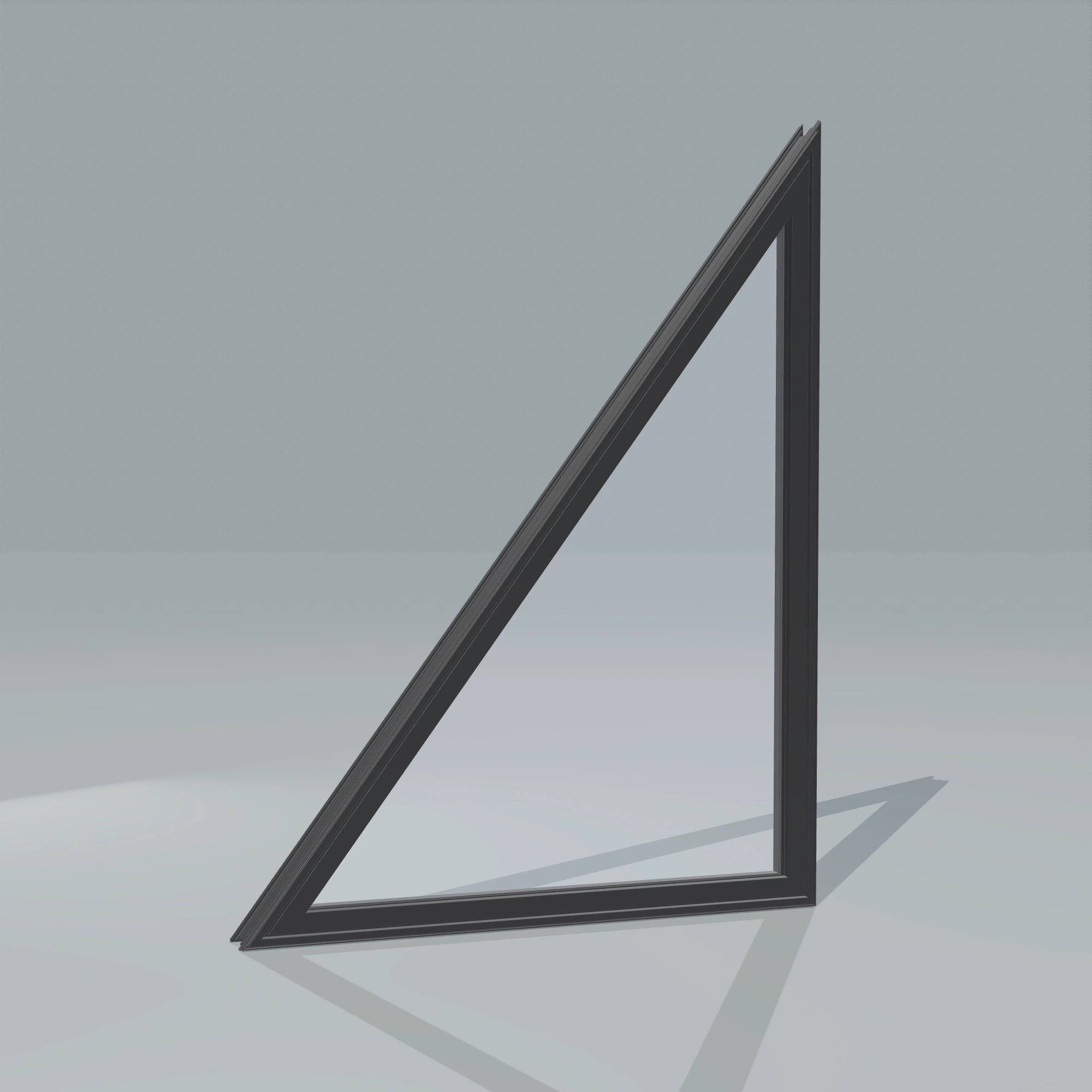 Angled exterior configurator view of the 36 × 48 inch rake head (left), black exterior / black interior, without nailing flange