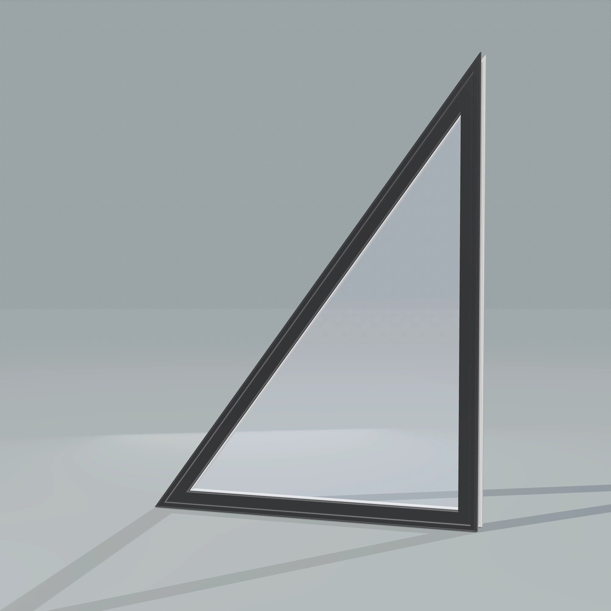 Opposite exterior angle of the 36 × 48 inch rake head (left), black exterior / white interior, without nailing flange