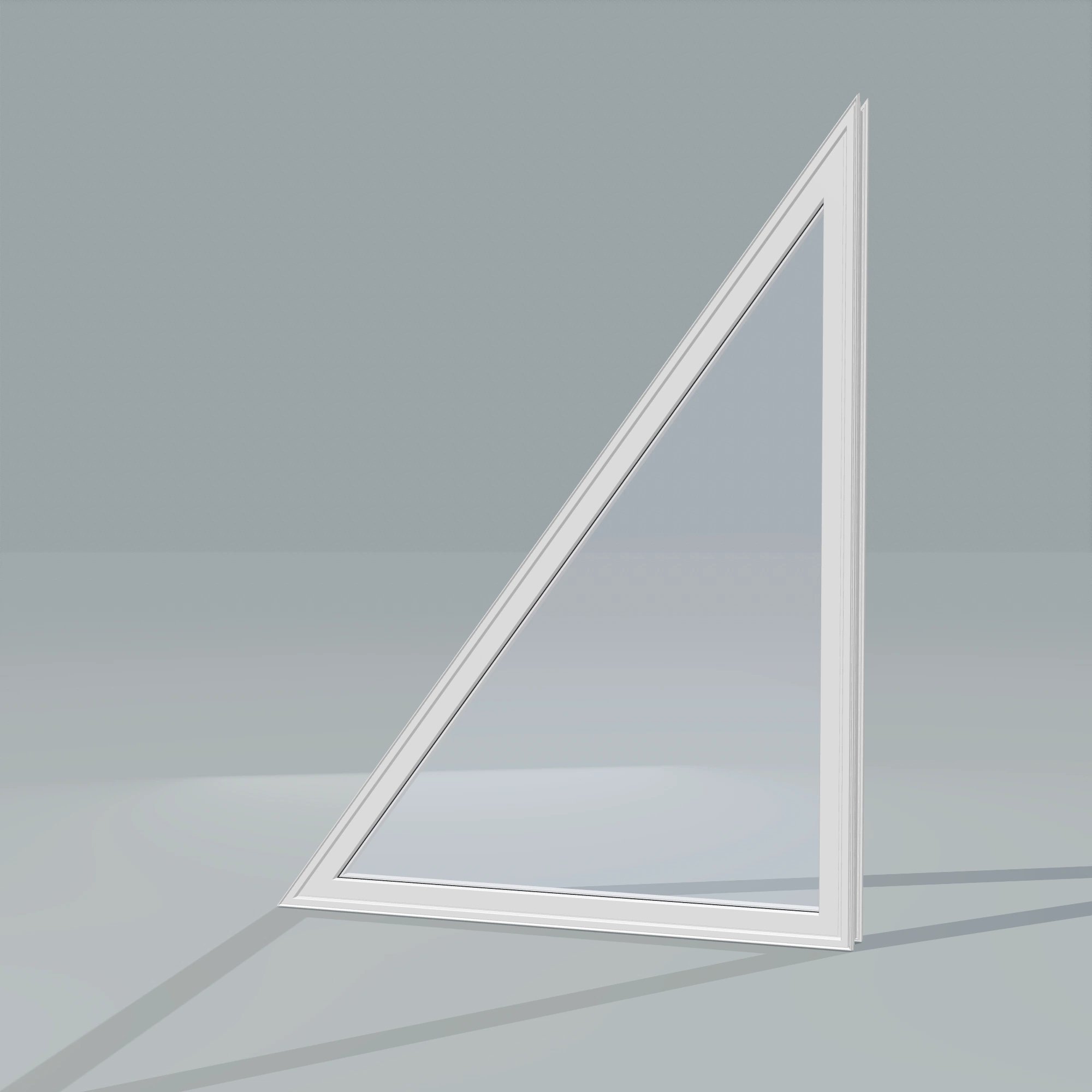 Opposite exterior angle of the 36 × 48 inch rake head (left), white exterior / white interior, without nailing flange