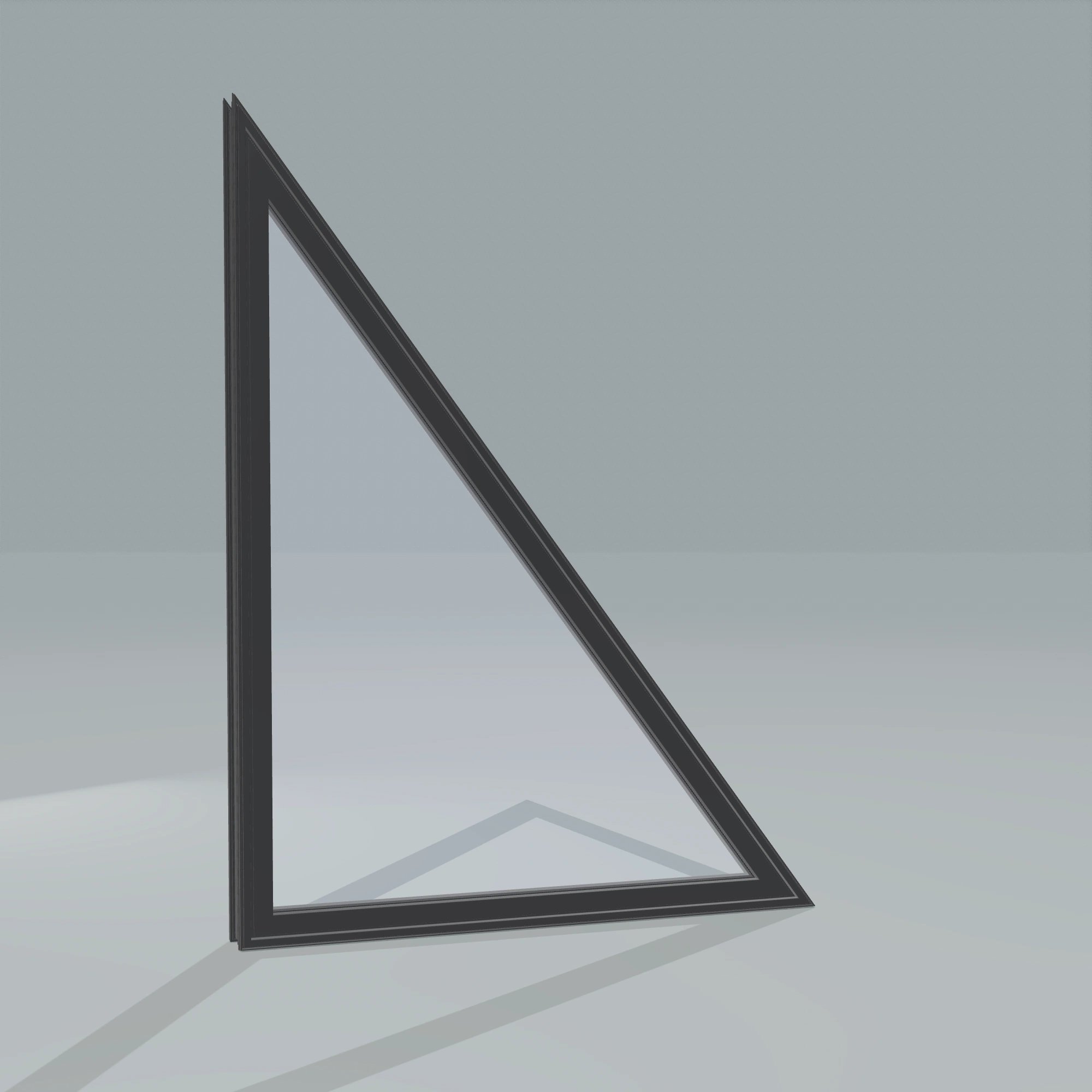 Angled exterior configurator view of the 36 × 48 inch rake head (right), black exterior / black interior, without nailing flange