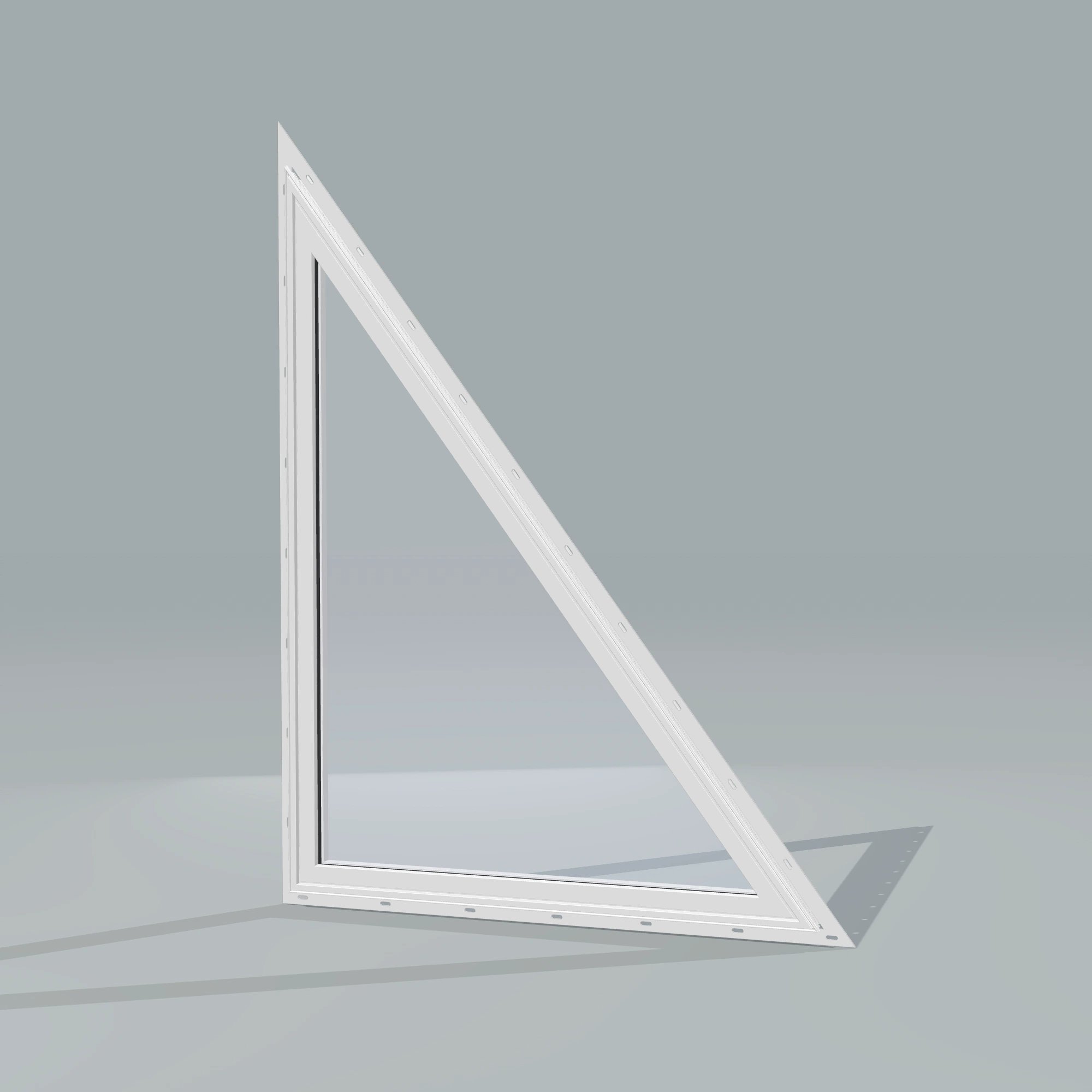 Opposite exterior angle of the 36 × 48 inch rake head (right), white exterior / white interior, with nailing flange