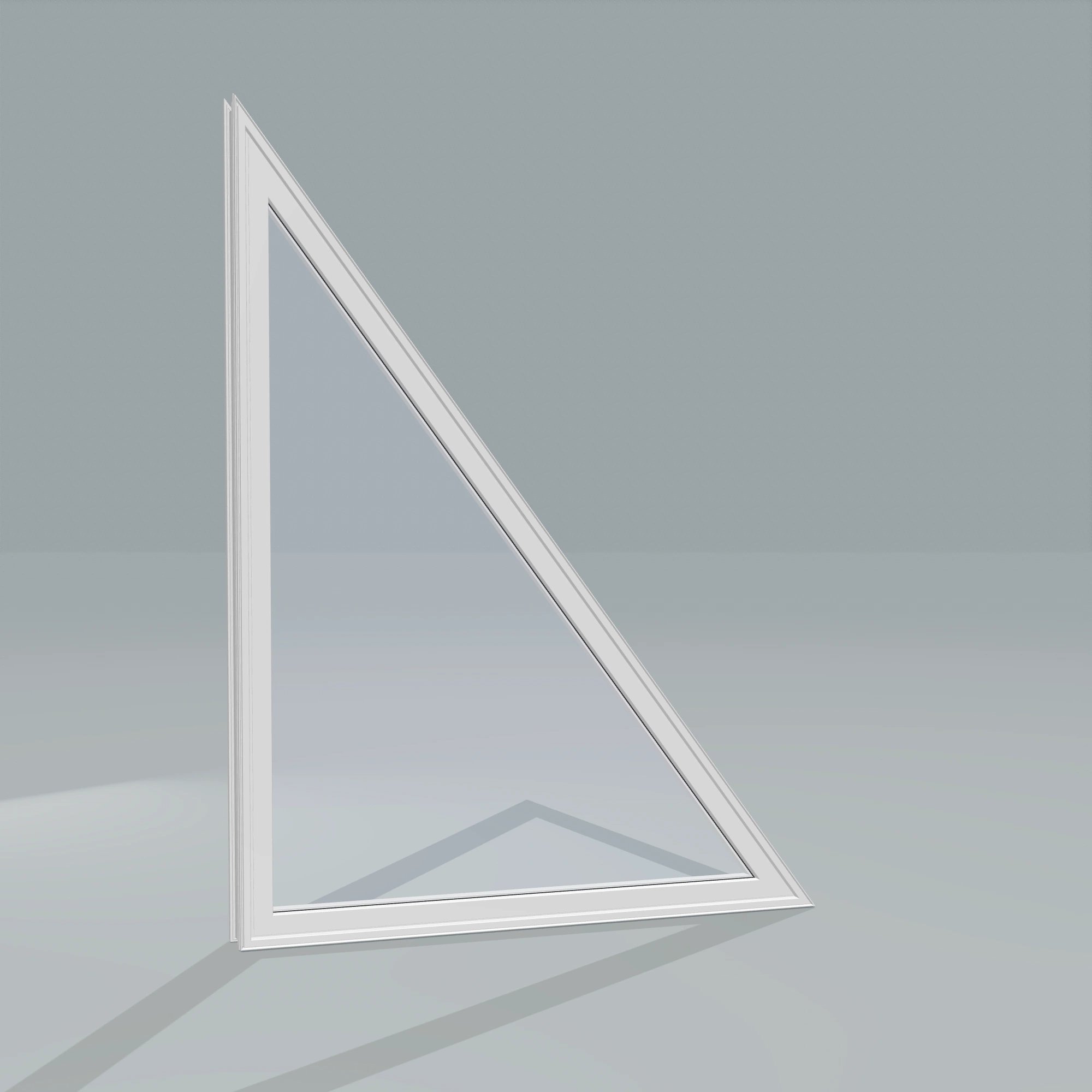 Angled exterior configurator view of the 36 × 48 inch rake head (right), white exterior / white interior, without nailing flange
