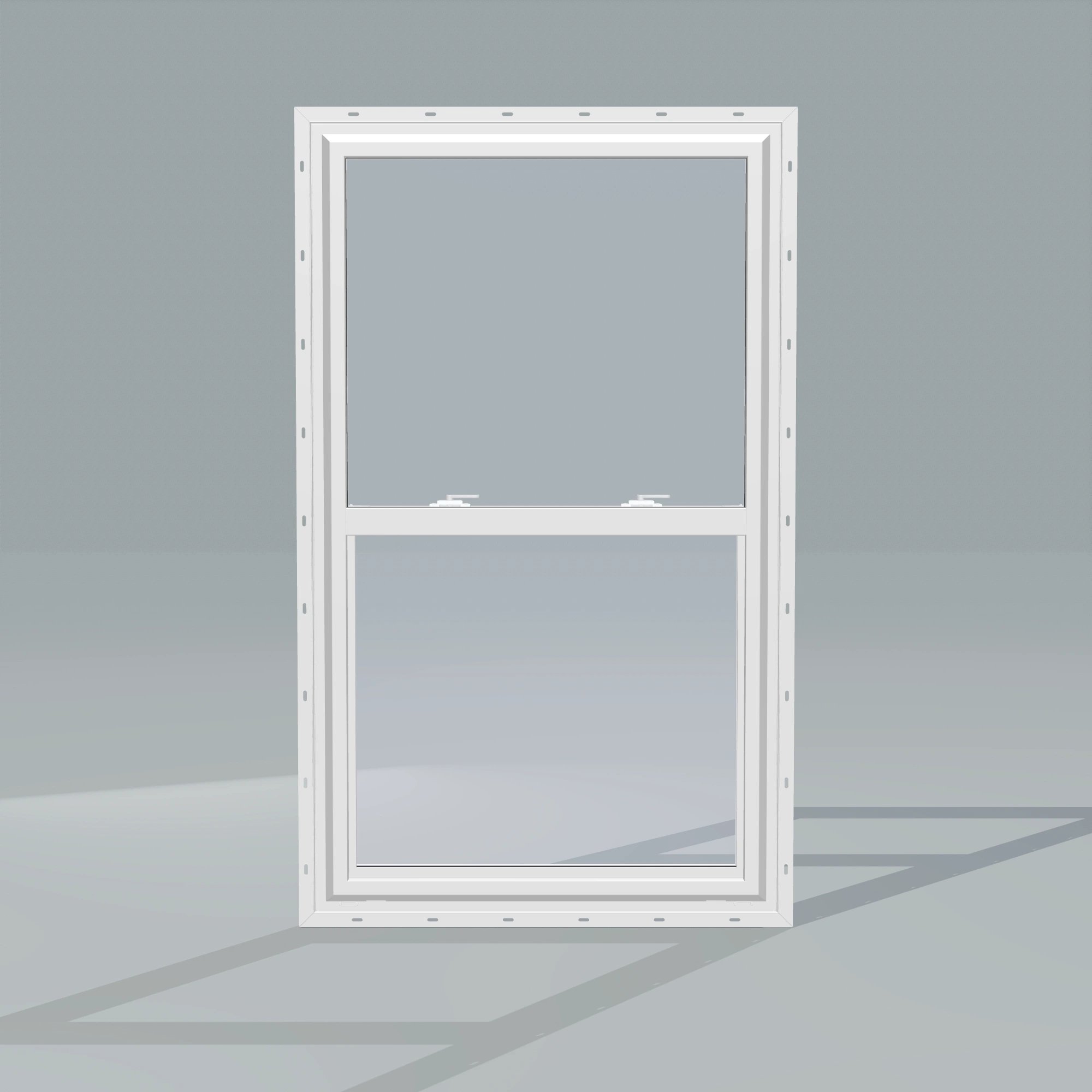 Straight exterior view of the 32 × 54 inch single hung, white exterior / white interior, with nailing flange