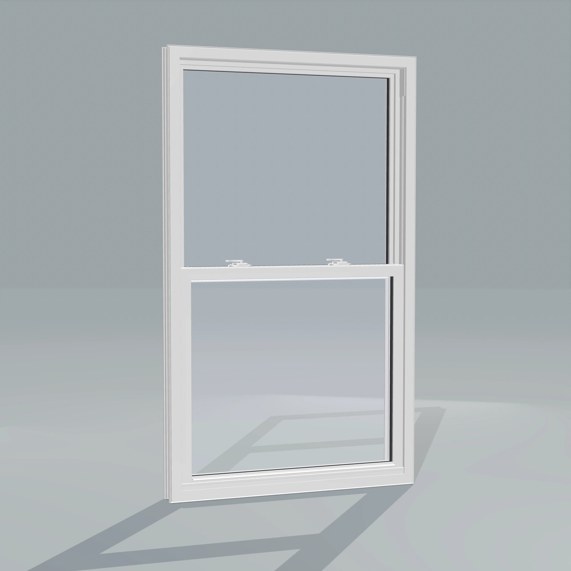 Angled interior view of the 32 × 54 inch single hung, white exterior / white interior, without nailing flange