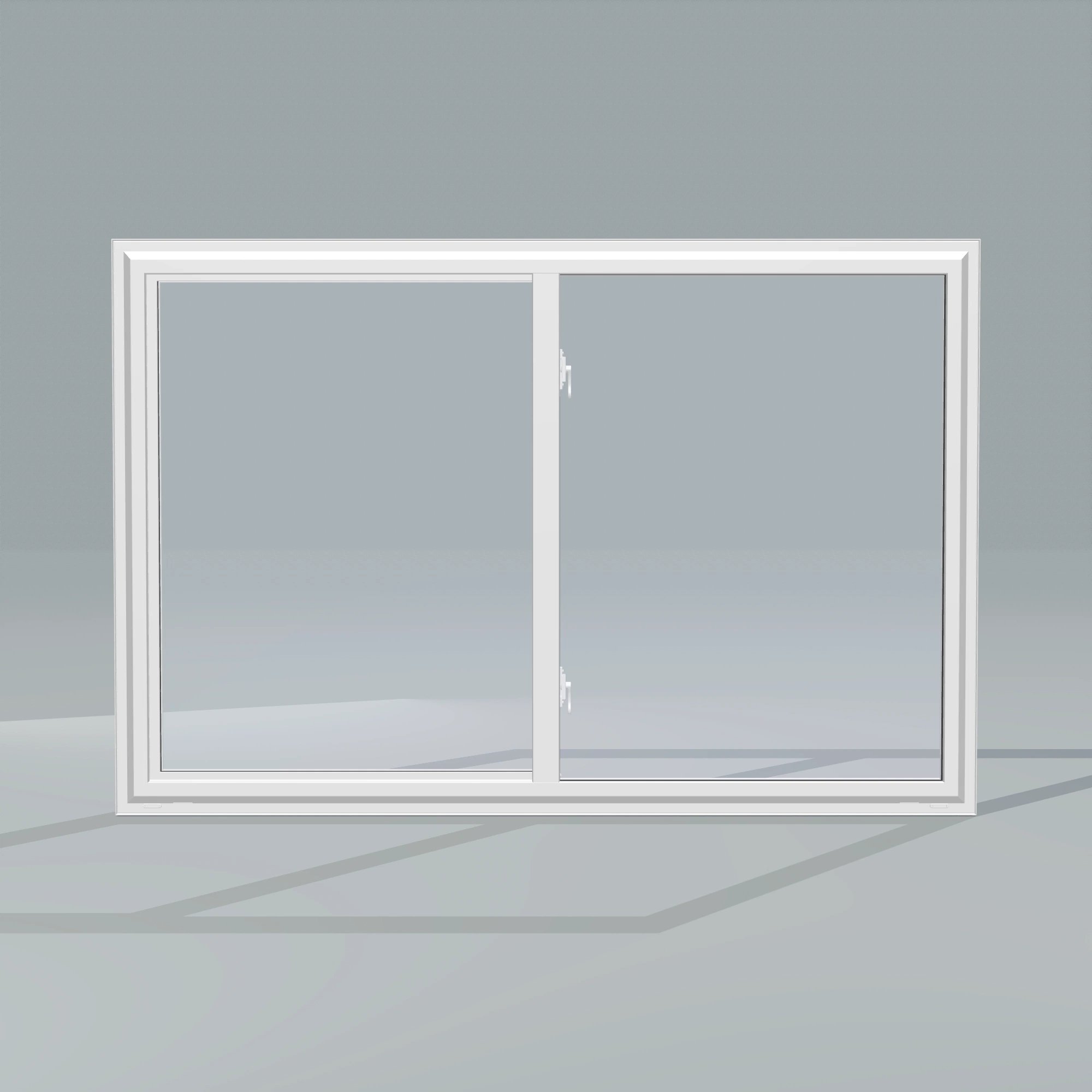 Straight exterior view of the 60 × 40 inch single slider, white exterior / white interior, without nailing flange