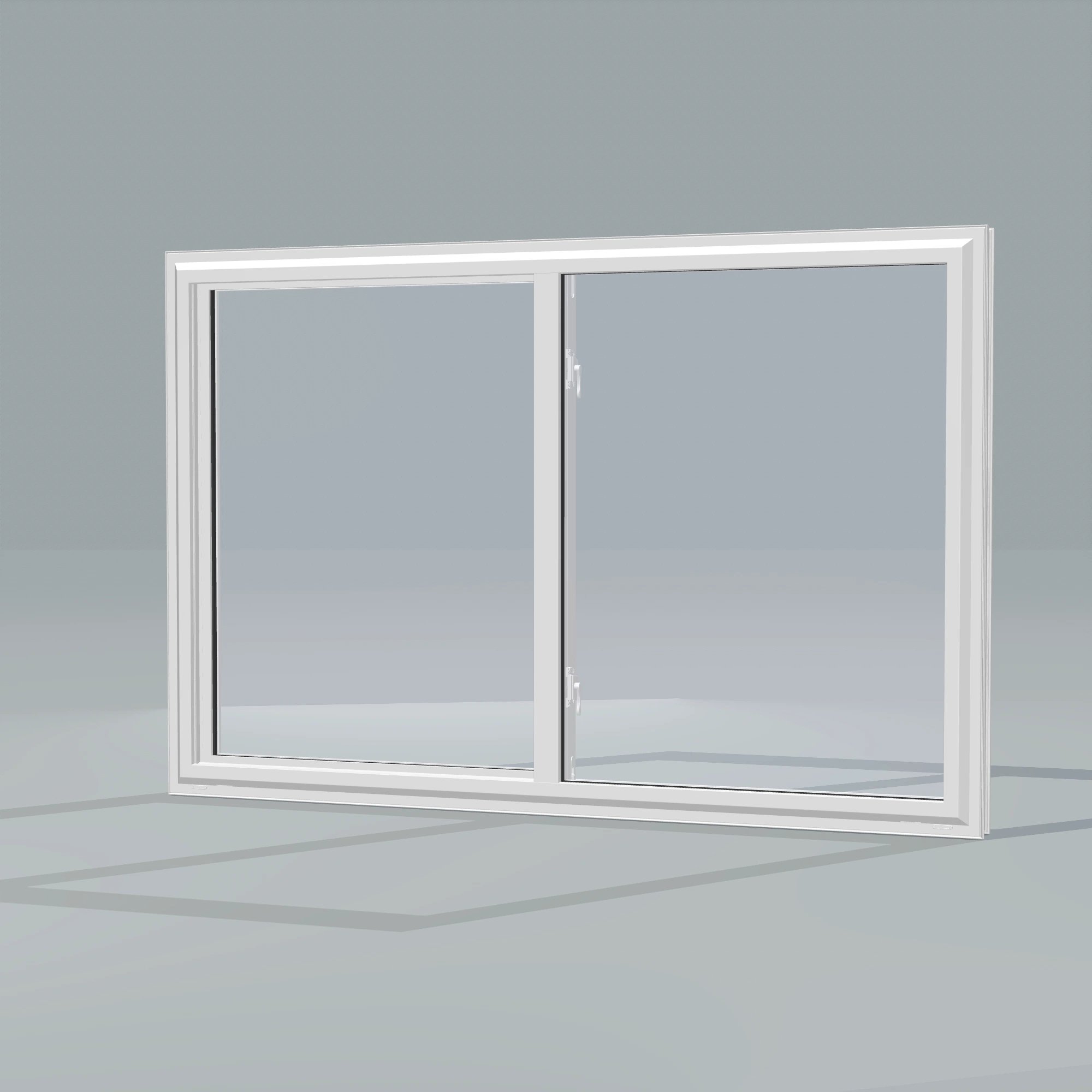 Opposite exterior angle of the 60 × 40 inch single slider, white exterior / white interior, without nailing flange