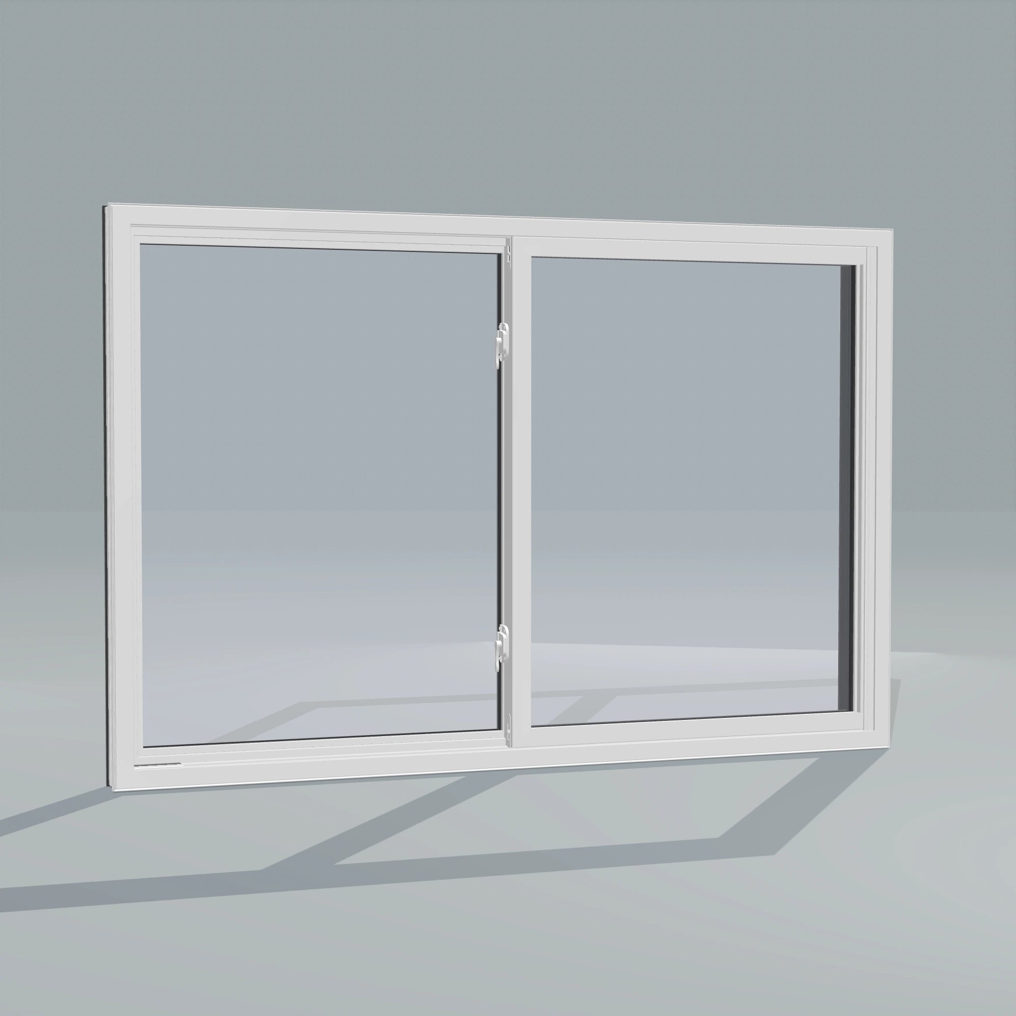 Angled interior view of the 60 × 40 inch single slider with tilt, black exterior / white interior, without nailing flange
