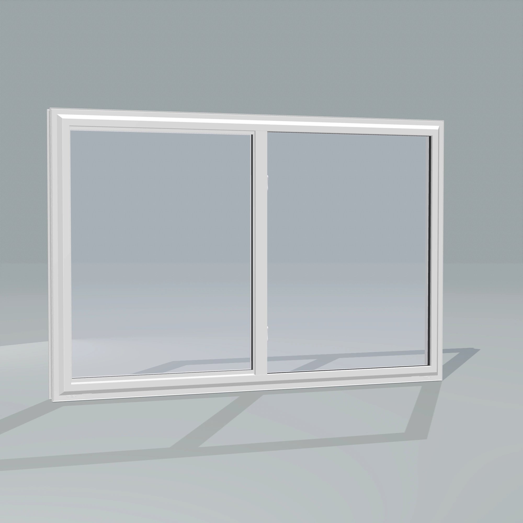 Angled exterior configurator view of the 60 × 40 inch single slider with tilt, white exterior / white interior, without nailing flange