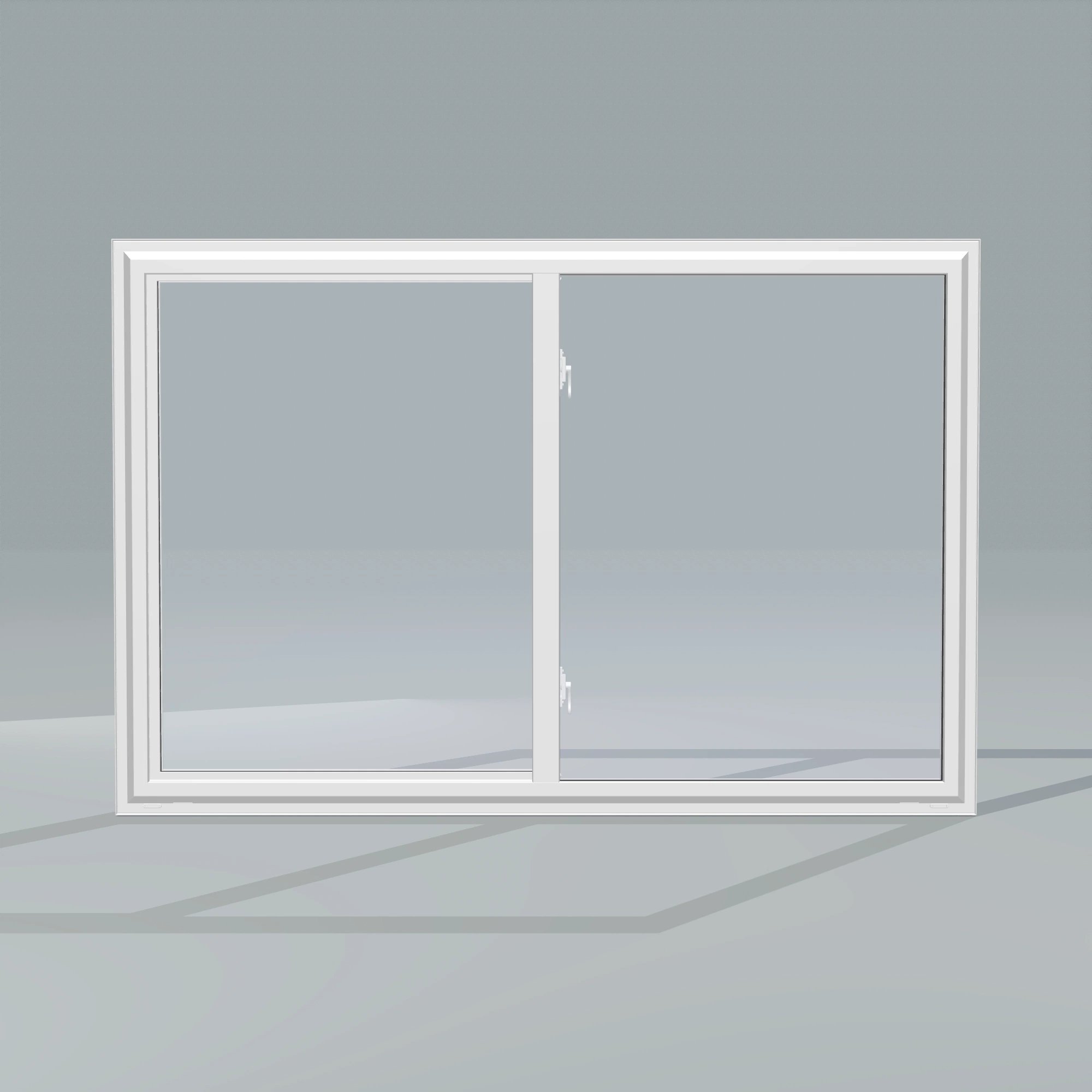 Straight exterior view of the 60 × 40 inch single slider with tilt, white exterior / white interior, without nailing flange
