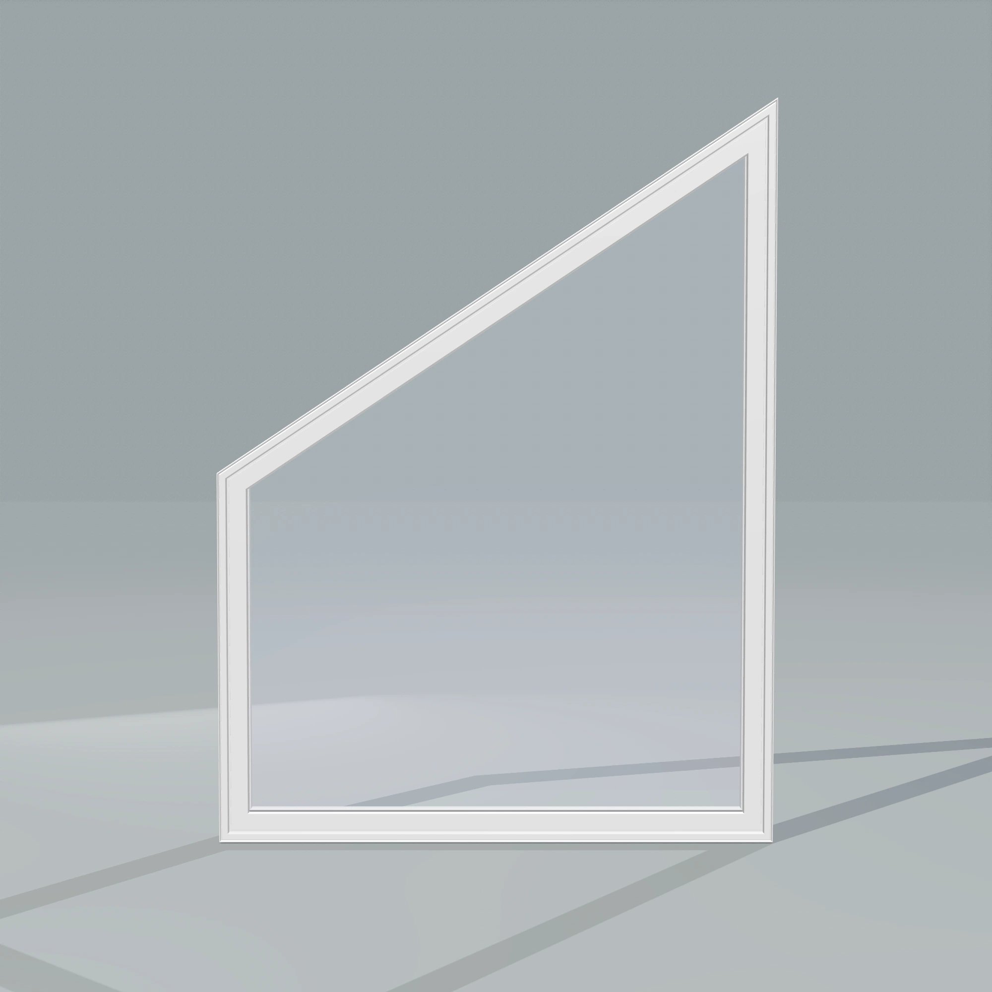 Straight exterior view of the 36 × 48 inch trapezoid (left), white exterior / white interior, without nailing flange