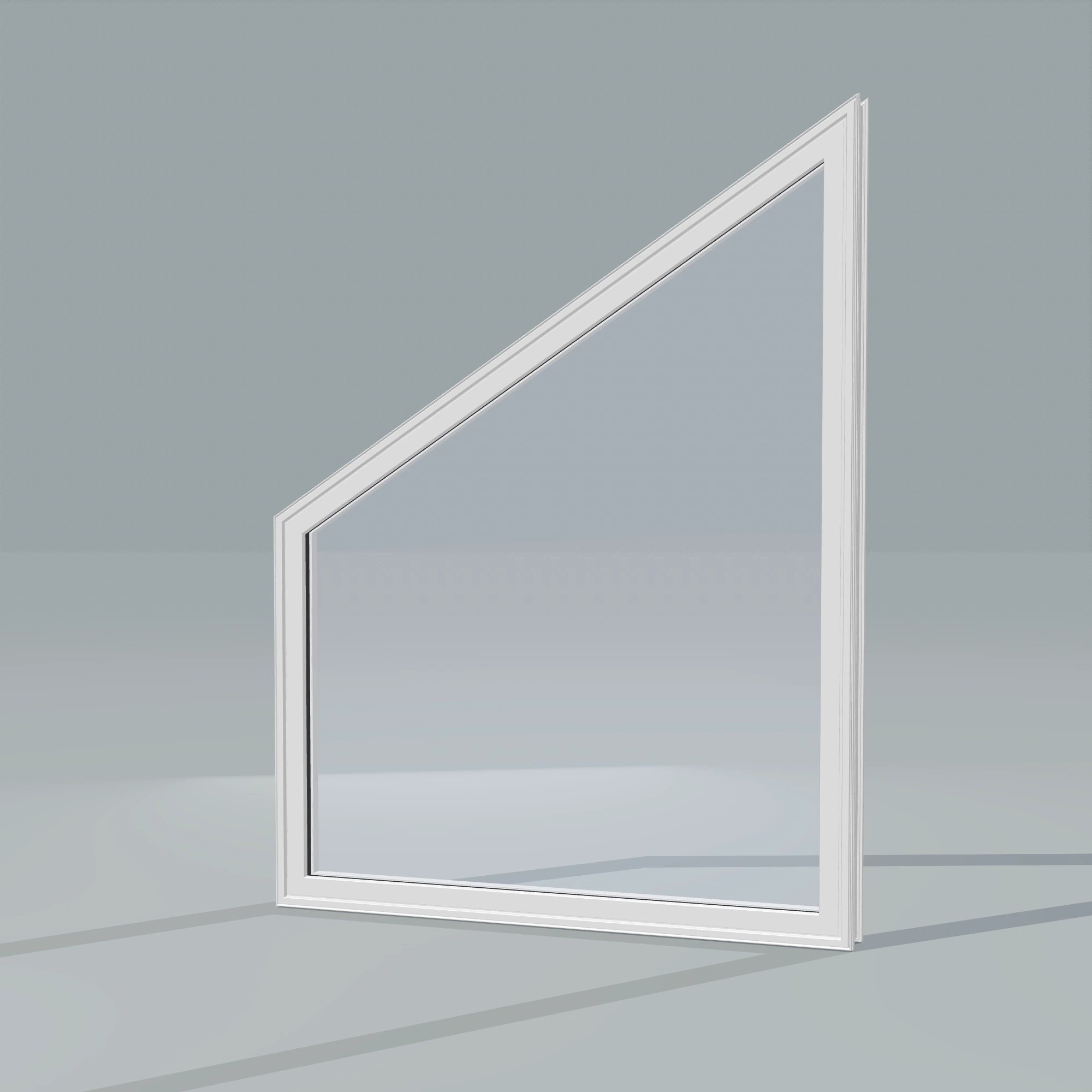 Opposite exterior angle of the 36 × 48 inch trapezoid (left), white exterior / white interior, without nailing flange