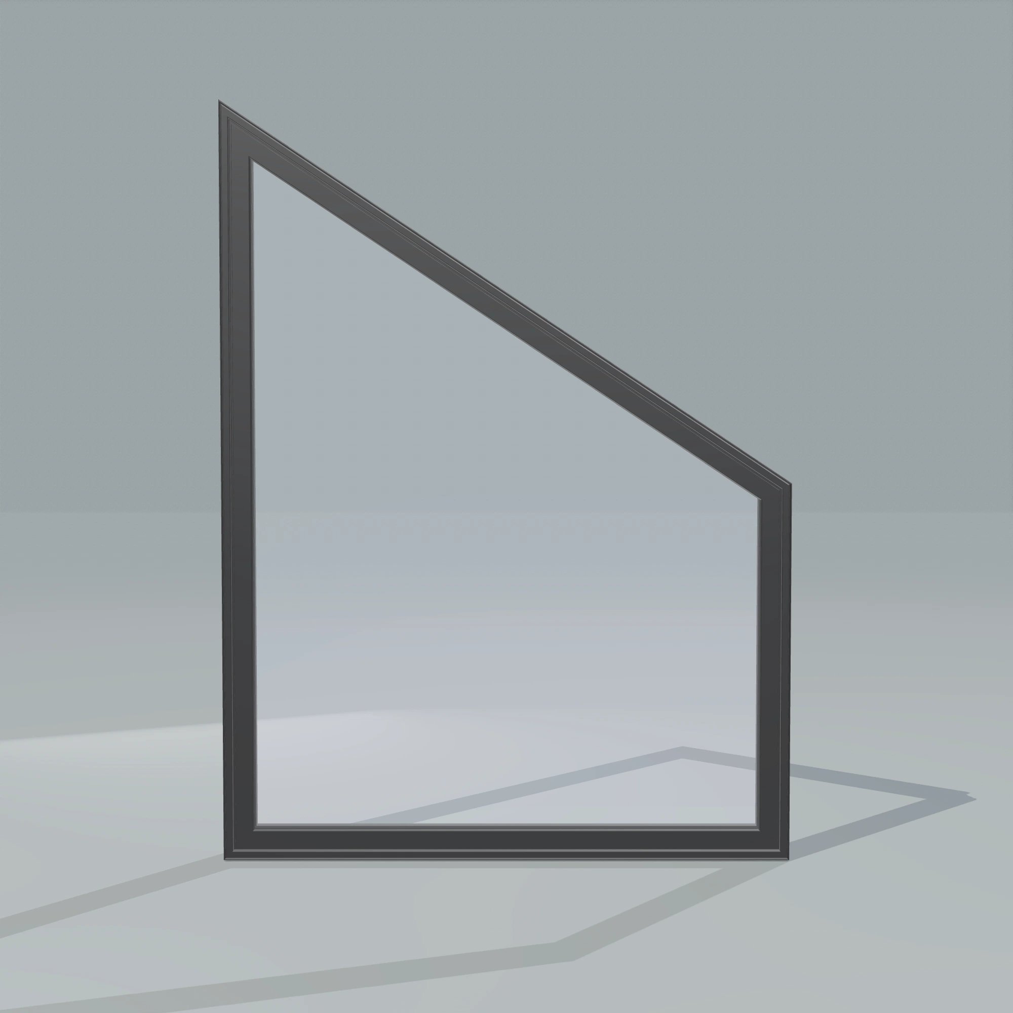 Straight exterior view of the 36 × 48 inch trapezoid (right), black exterior / black interior, without nailing flange