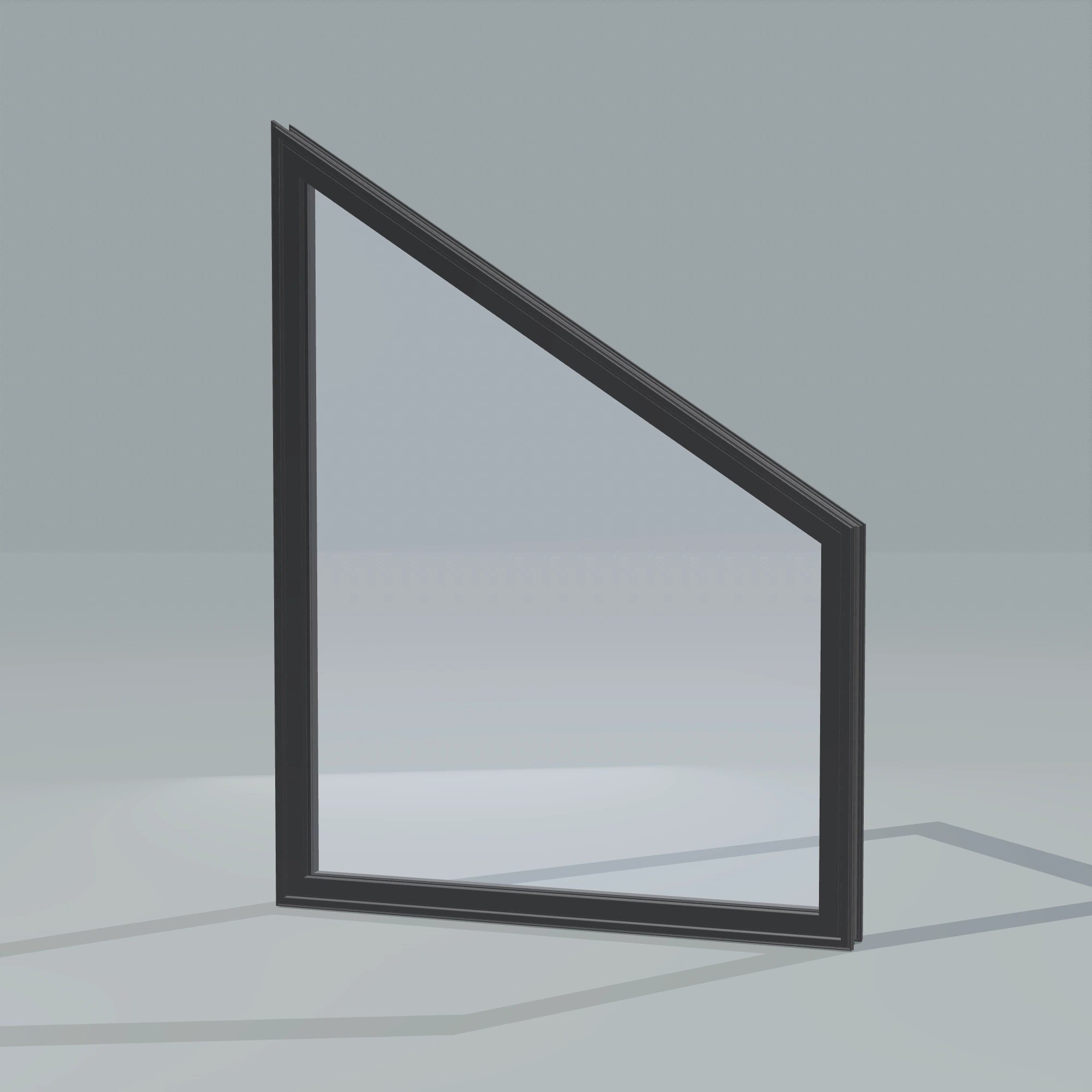 Opposite exterior angle of the 36 × 48 inch trapezoid (right), black exterior / black interior, without nailing flange