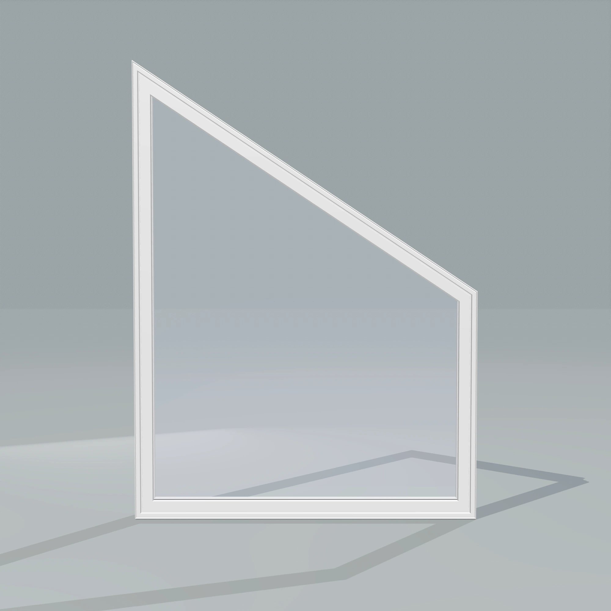 Straight exterior view of the 36 × 48 inch trapezoid (right), white exterior / white interior, without nailing flange