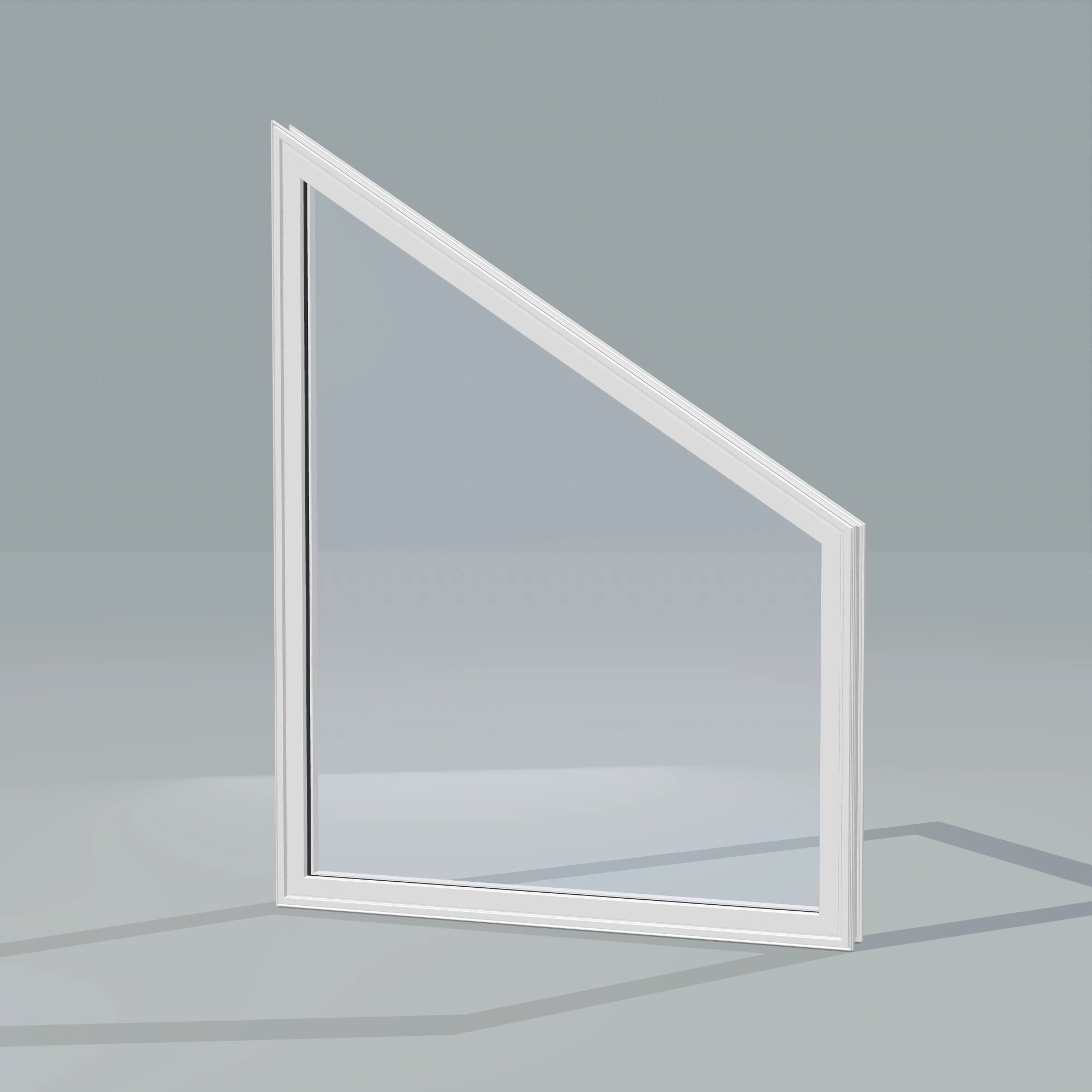 Opposite exterior angle of the 36 × 48 inch trapezoid (right), white exterior / white interior, without nailing flange