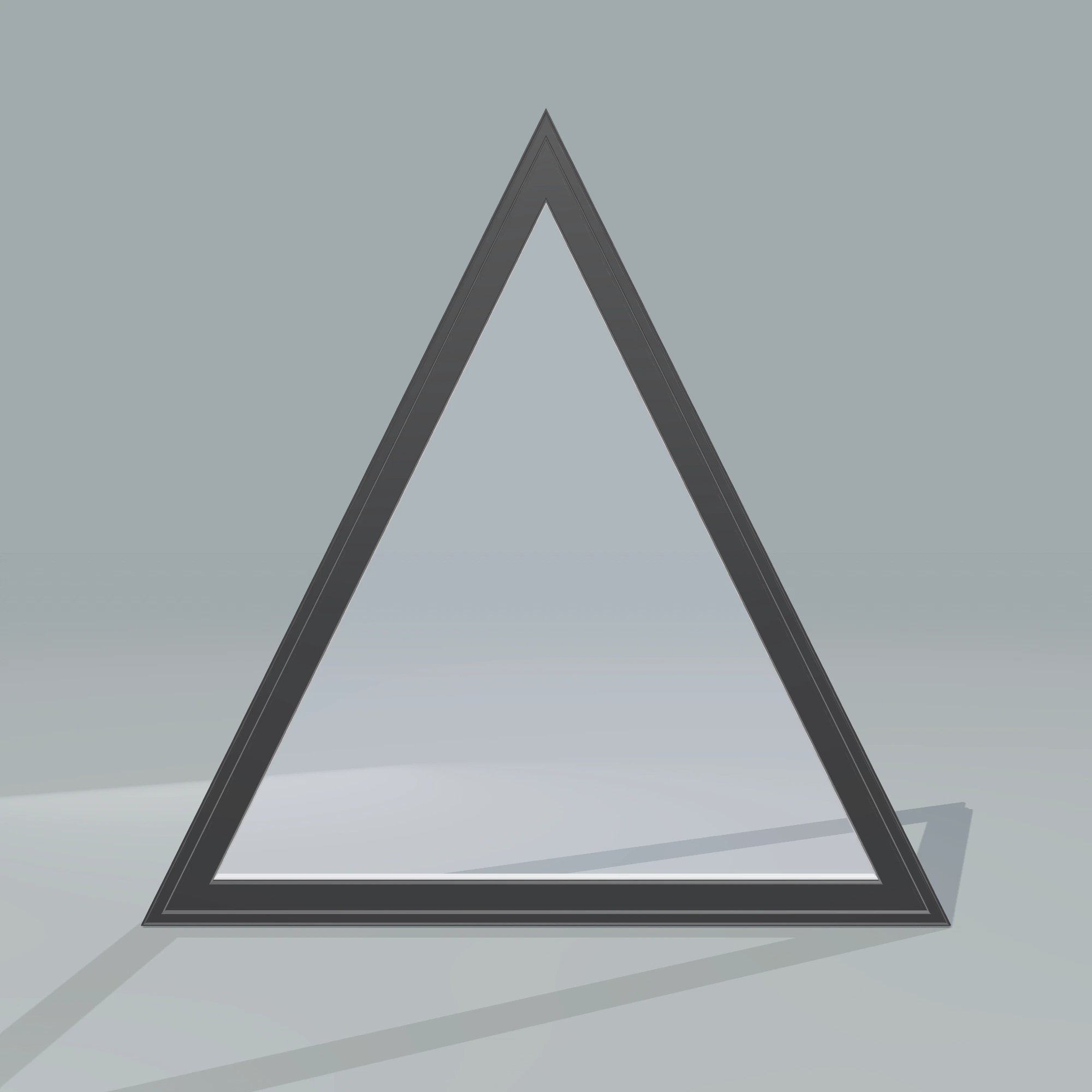 Straight exterior view of the 36 × 36 inch triangle, black exterior / white interior, without nailing flange