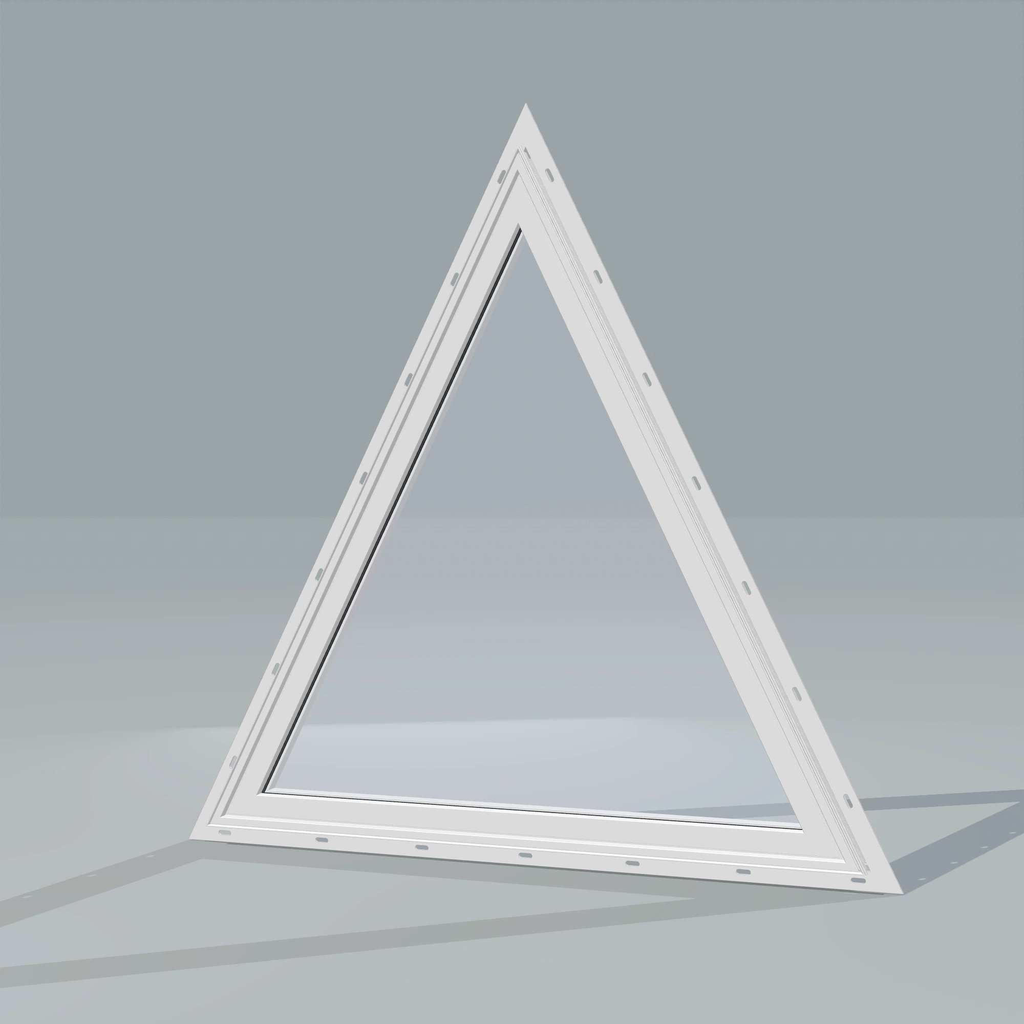 Opposite exterior angle of the 36 × 36 inch triangle, white exterior / white interior, with nailing flange