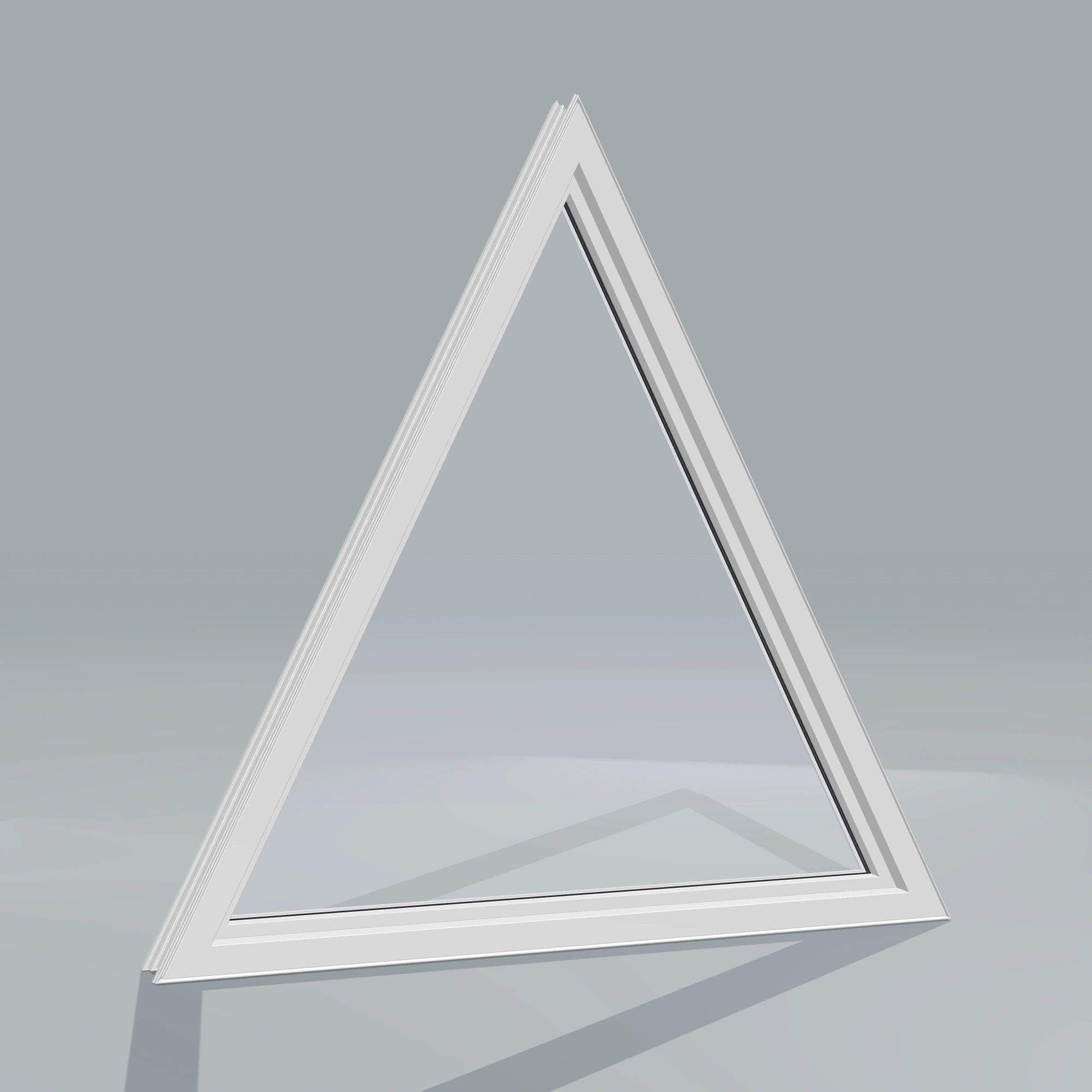 Angled interior view of the 36 × 36 inch triangle, white exterior / white interior, without nailing flange
