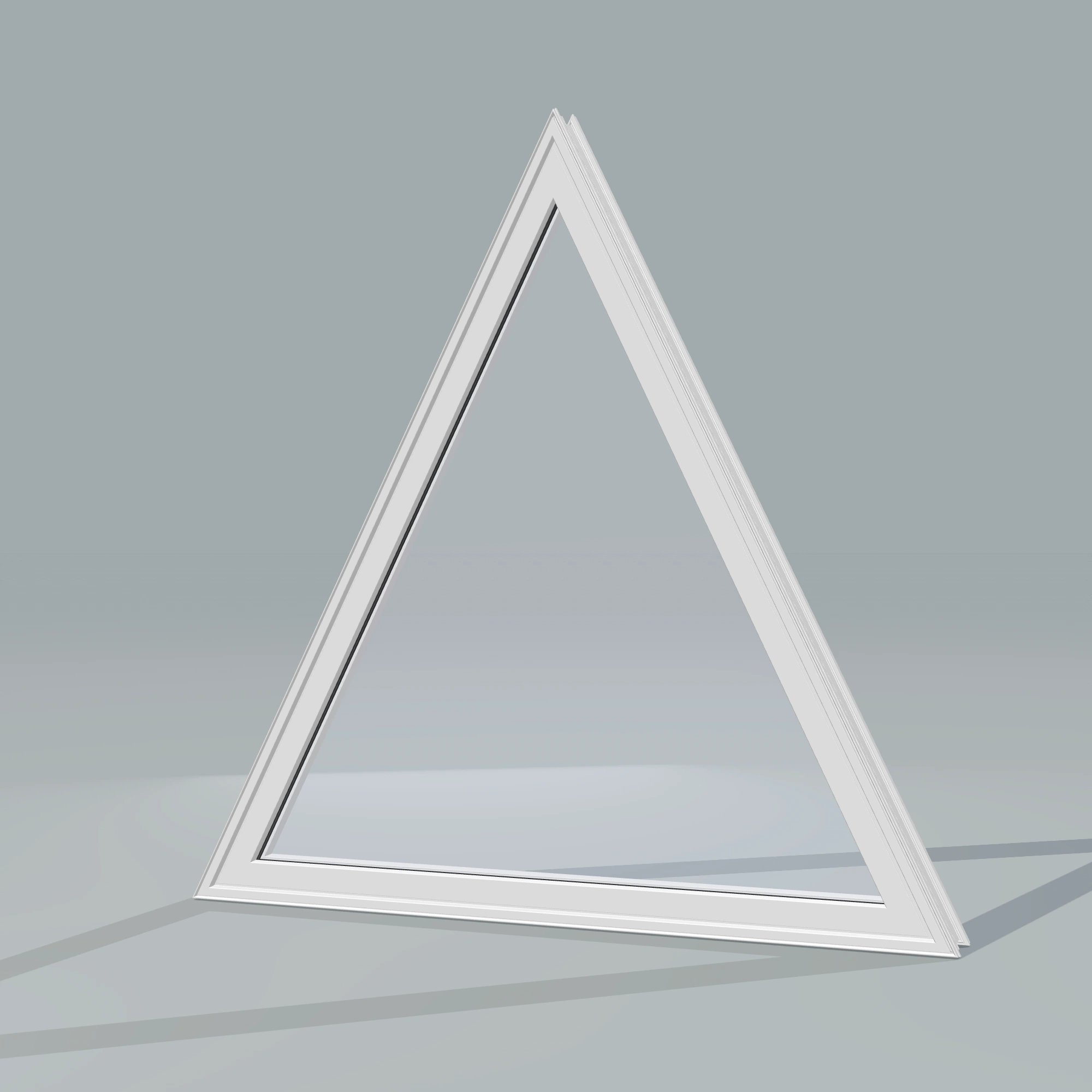 Opposite exterior angle of the 36 × 36 inch triangle, white exterior / white interior, without nailing flange