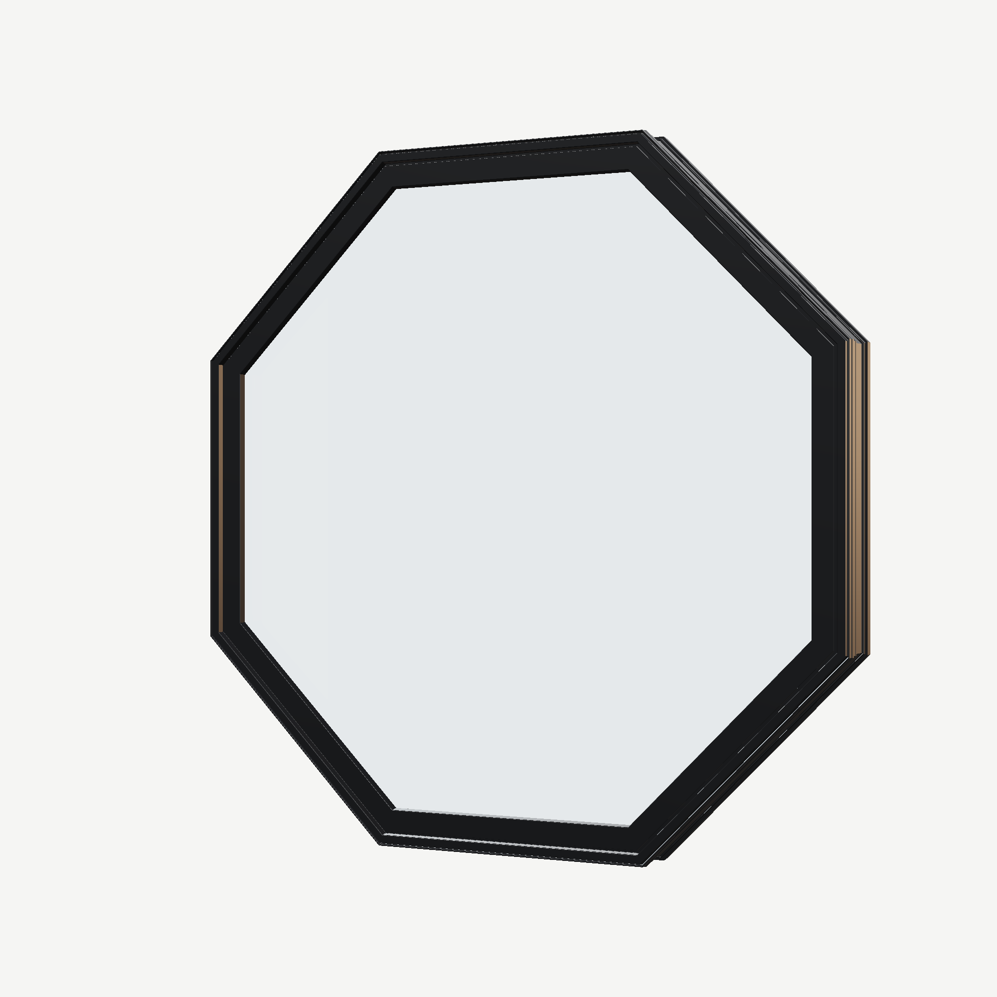 Angled exterior view of the 36 × 36 inch octagon, black exterior / black interior, without nailing flange