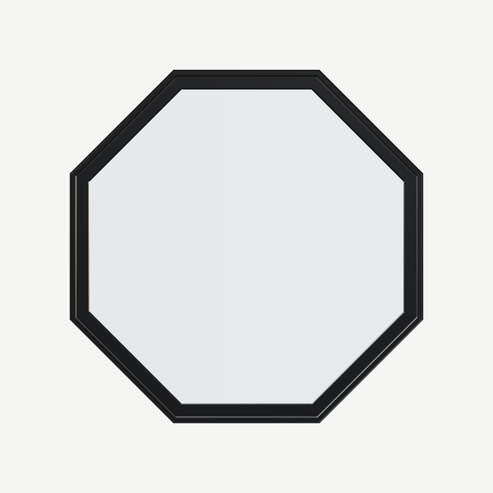 Straight exterior view of the 36 × 36 inch octagon, black exterior / black interior, without nailing flange
