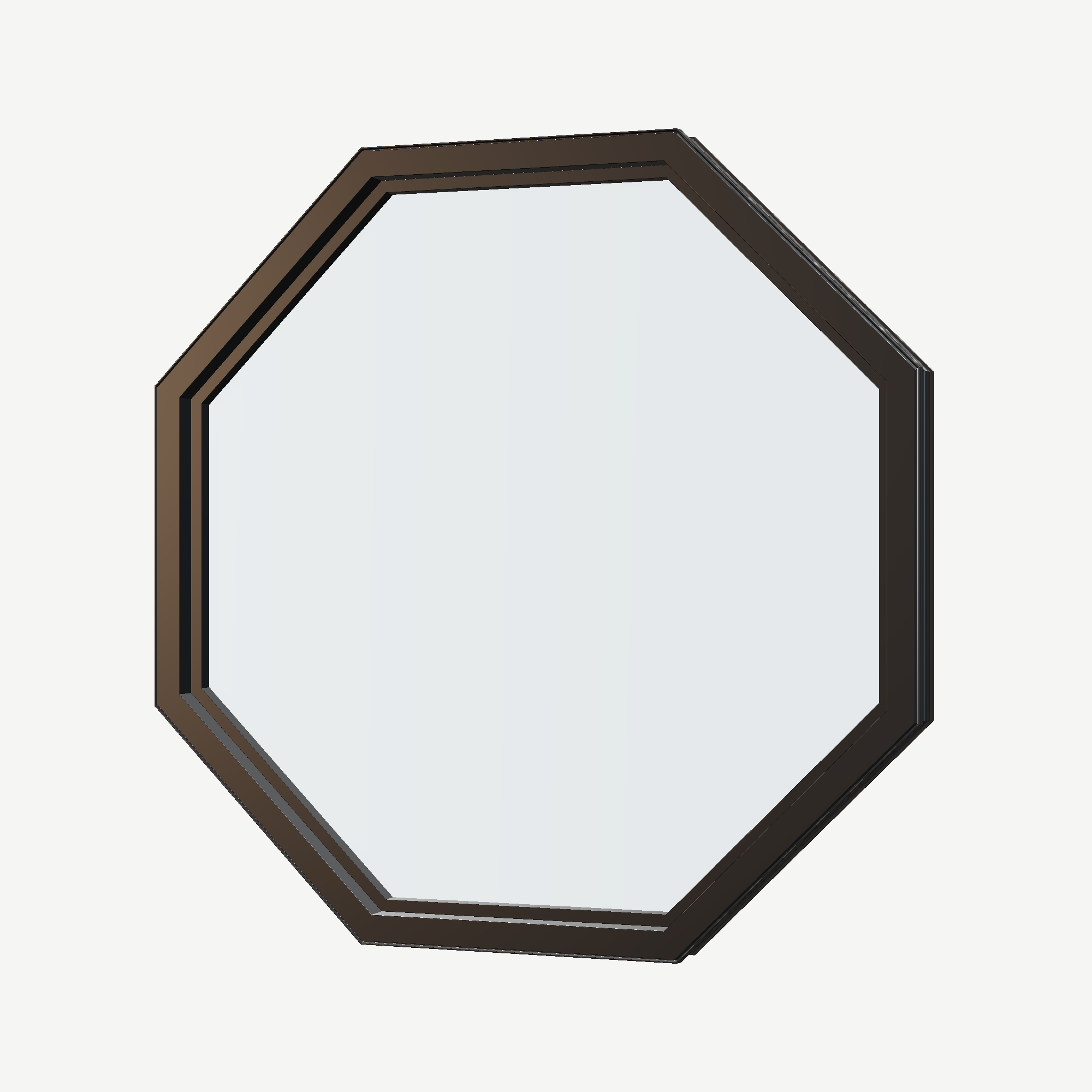 Angled interior view of the 36 × 36 inch octagon, black exterior / black interior, without nailing flange