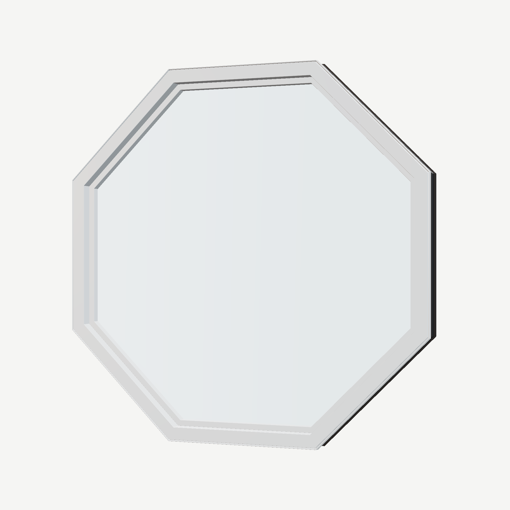 Angled interior view of the 36 × 36 inch octagon, black exterior / white interior, without nailing flange