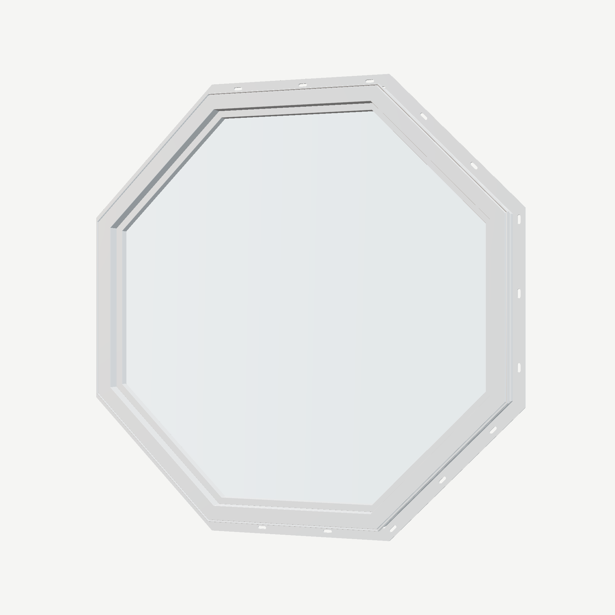 Angled interior view of the 36 × 36 inch octagon, white exterior / white interior, with nailing flange