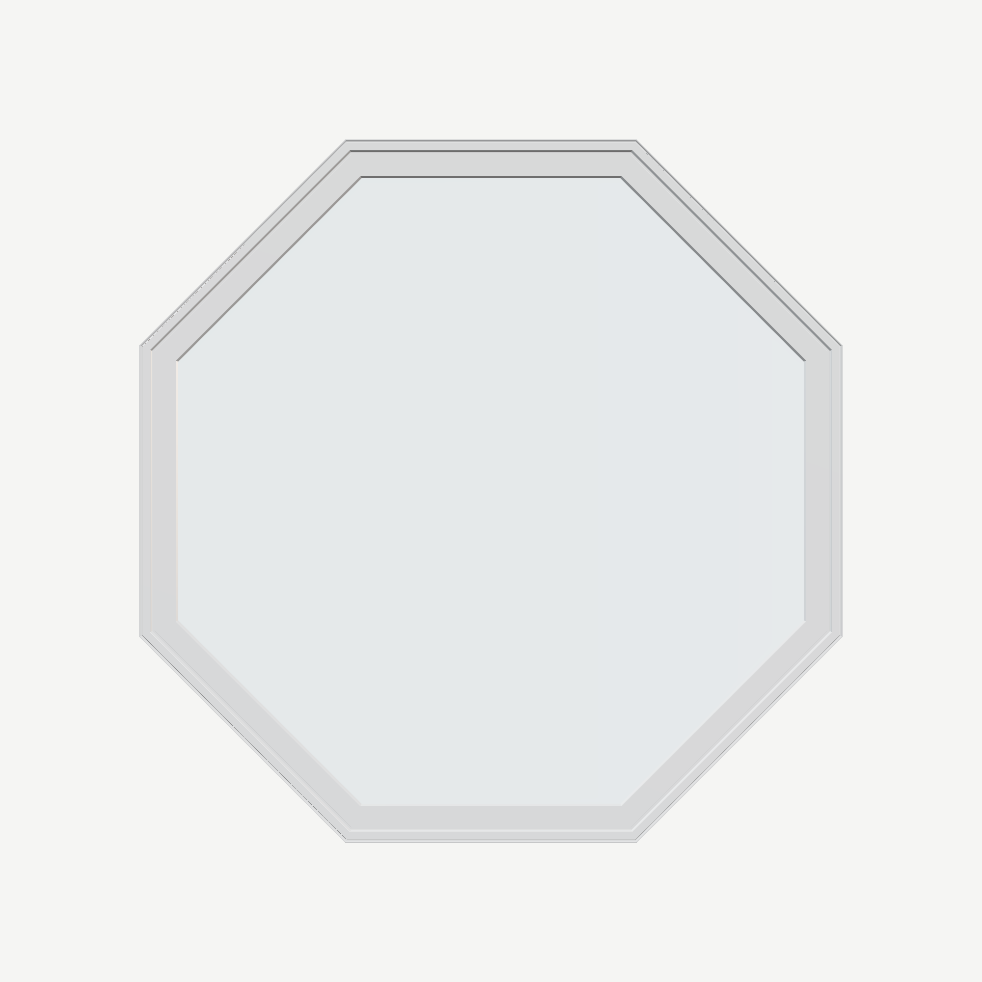 Straight exterior view of the 36 × 36 inch octagon, white exterior / white interior, without nailing flange