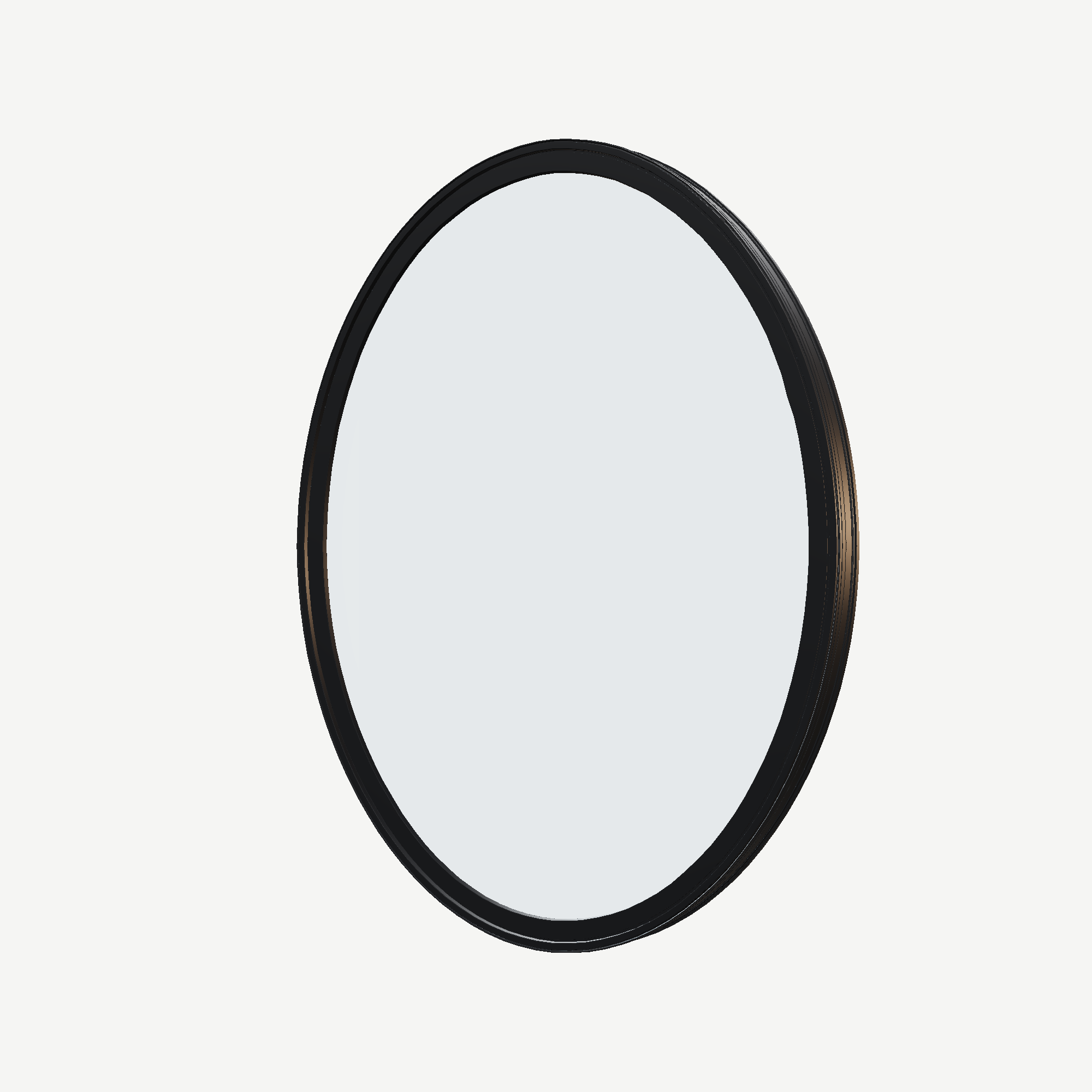 Angled exterior view of the 36 × 48 inch oval, black exterior / black interior, without nailing flange
