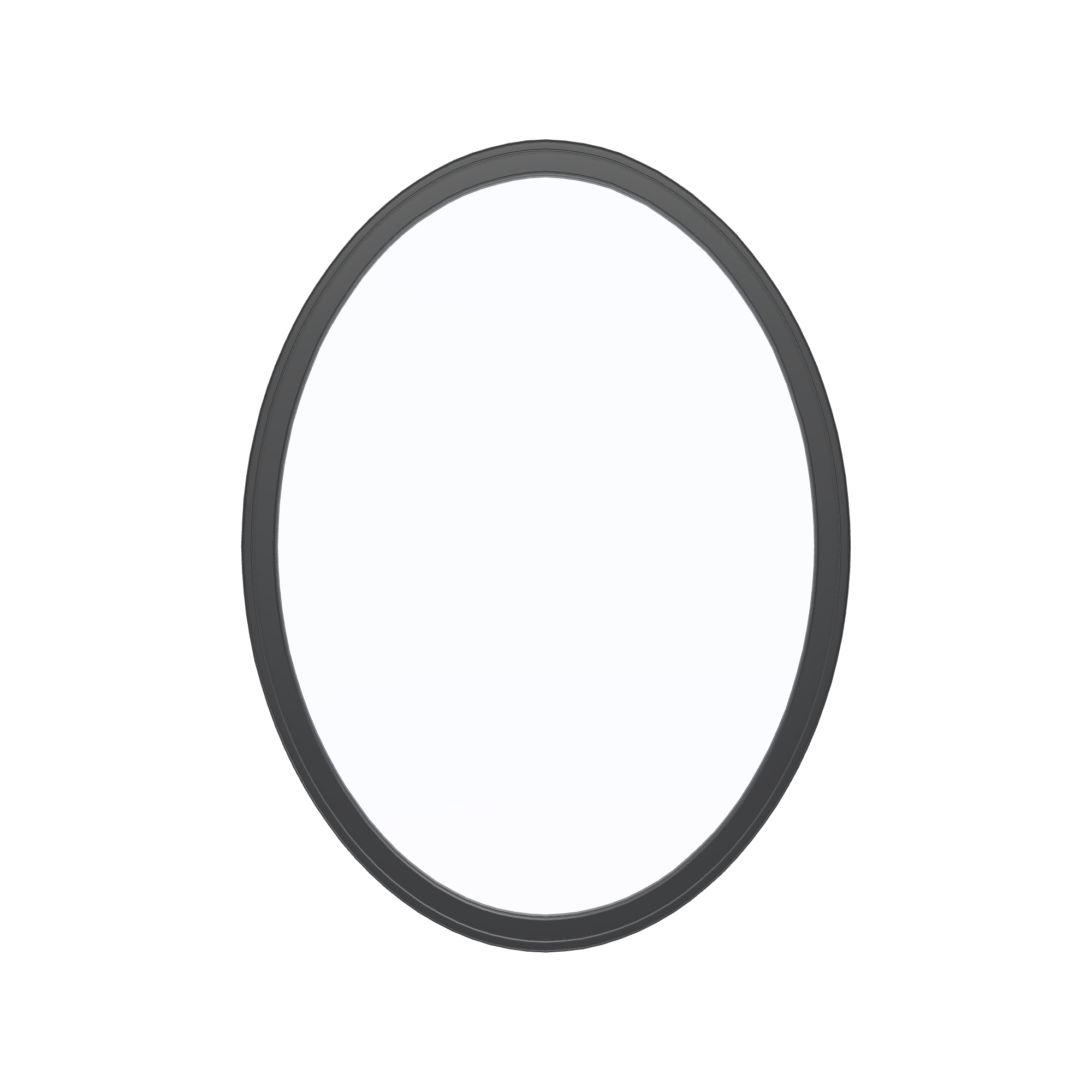 Straight exterior view of the 36 × 48 inch oval, black exterior / black interior, without nailing flange