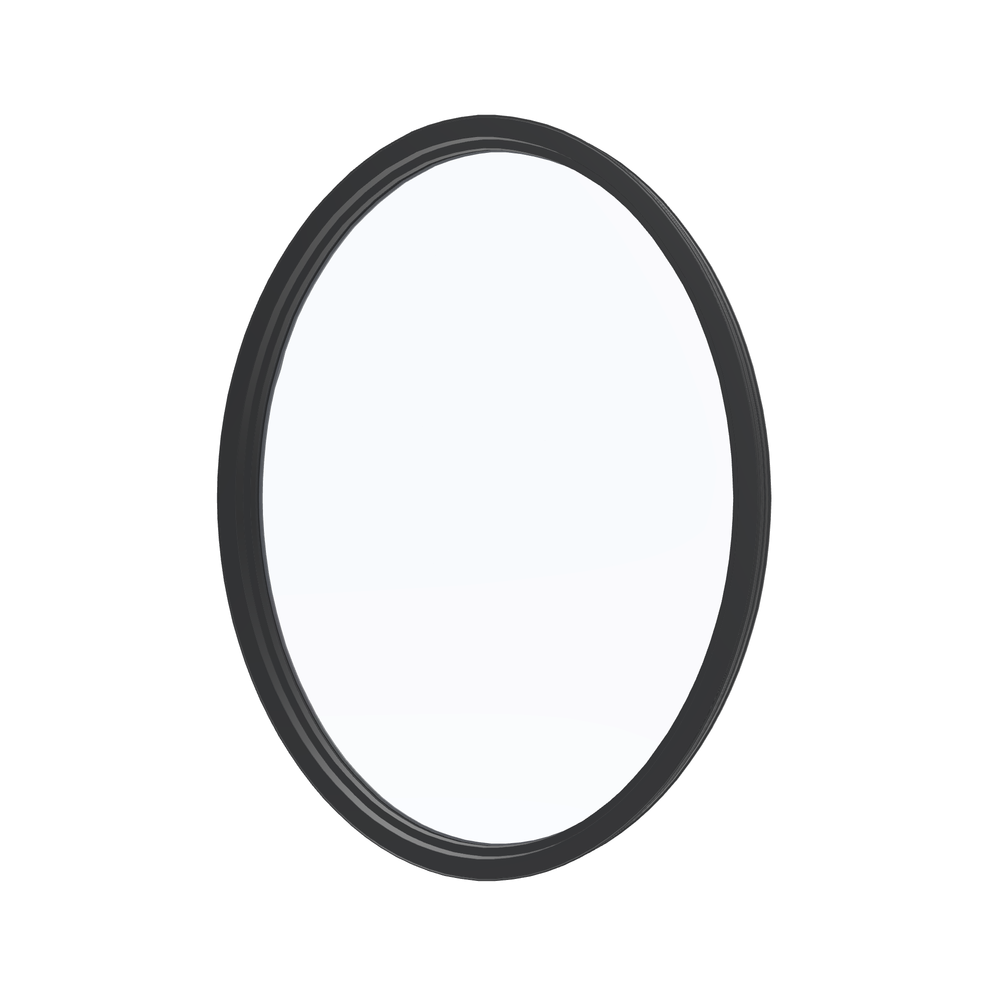 Angled interior view of the 36 × 48 inch oval, black exterior / black interior, without nailing flange