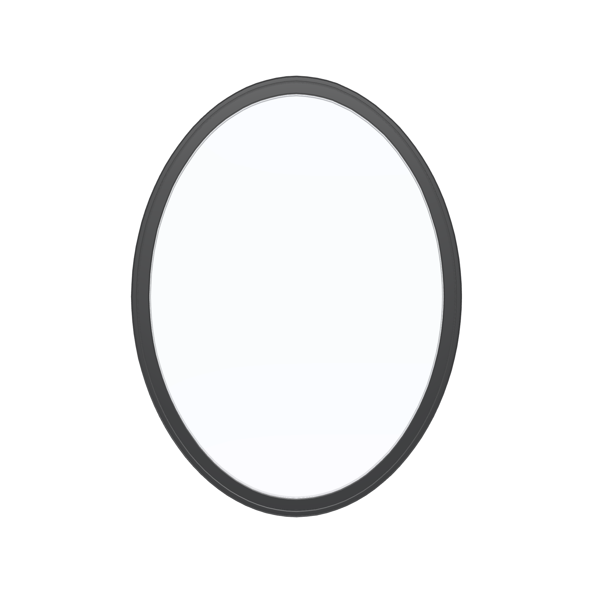 Straight exterior view of the 36 × 48 inch oval, black exterior / white interior, without nailing flange