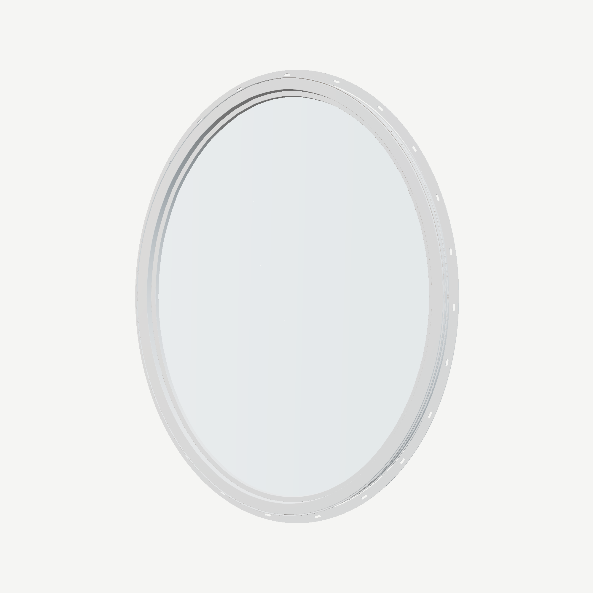 Angled interior view of the 36 × 48 inch oval, white exterior / white interior, with nailing flange