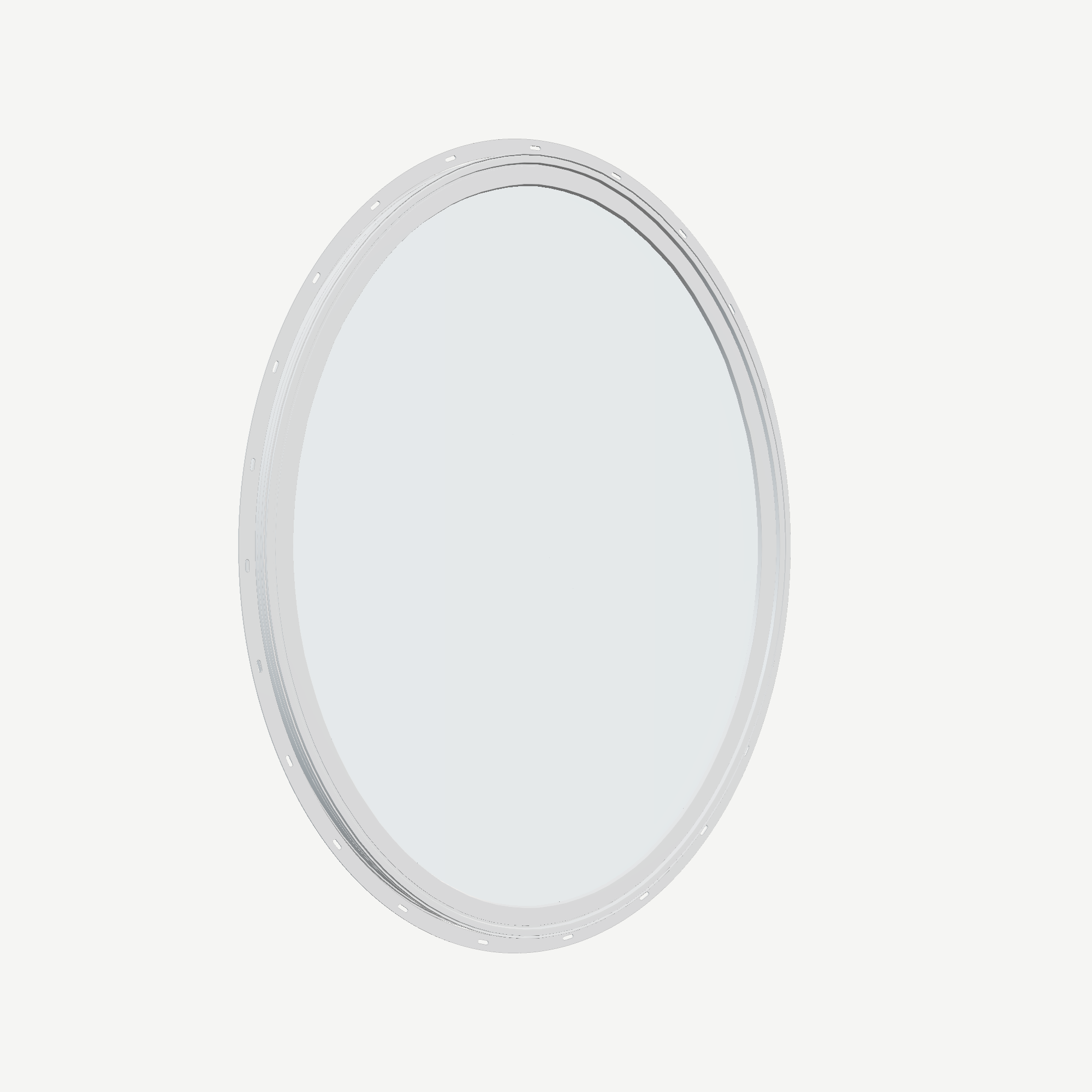 Opposite exterior angle of the 36 × 48 inch oval, white exterior / white interior, with nailing flange