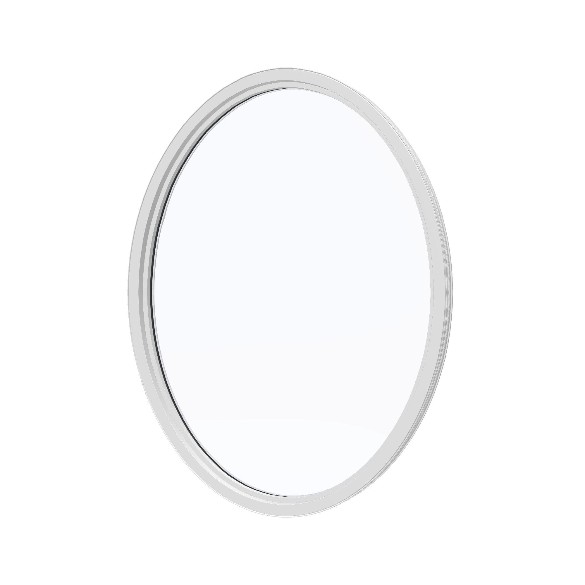 Angled interior view of the 36 × 48 inch oval, white exterior / white interior, without nailing flange