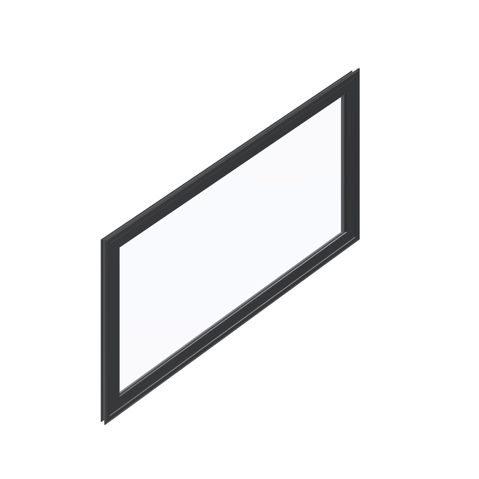 Opposite exterior angle of the 36 × 48 inch parallelogram (left), black exterior / black interior, without nailing flange