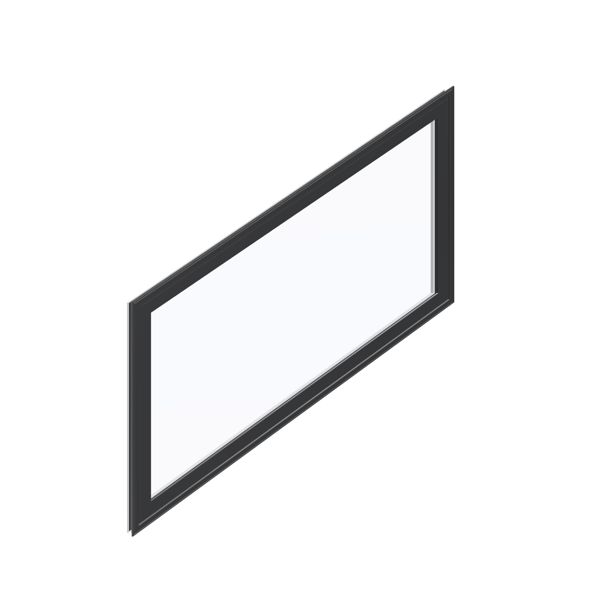 Opposite exterior angle of the 36 × 48 inch parallelogram (left), black exterior / white interior, without nailing flange