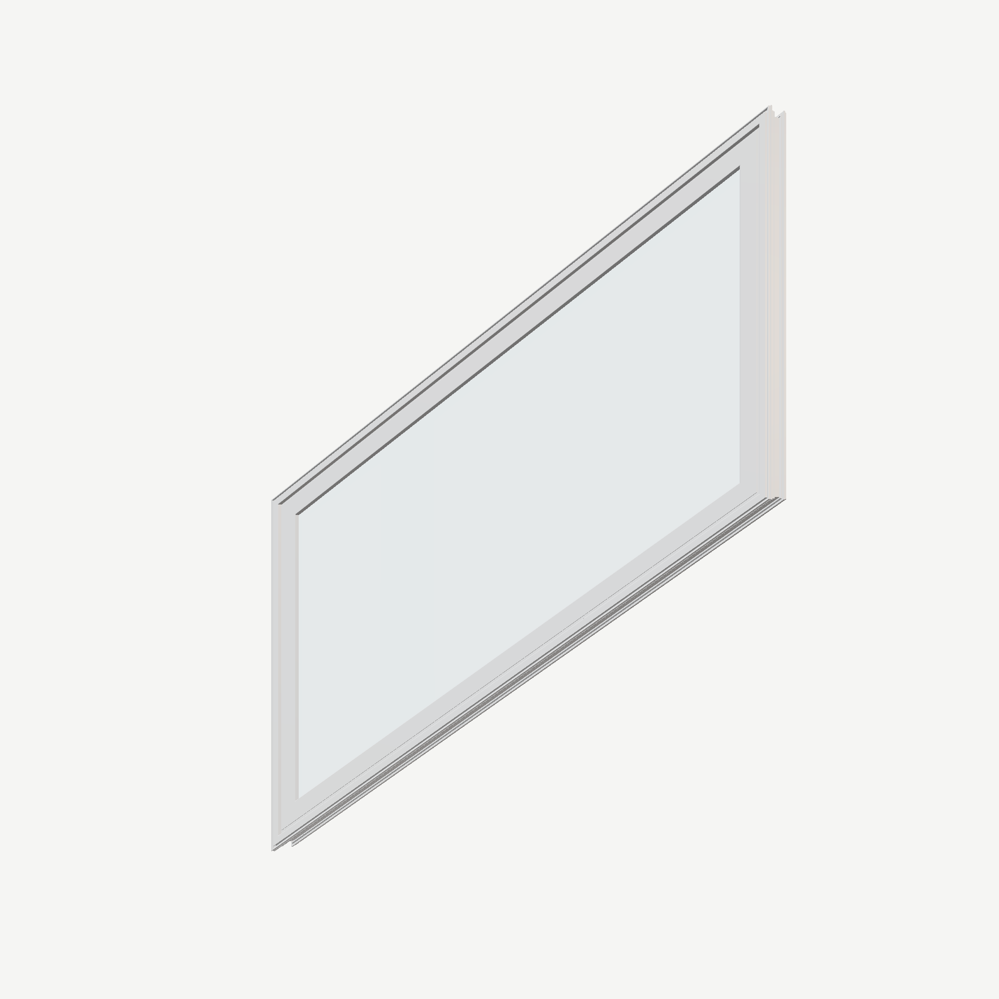 Angled exterior view of the 36 × 48 inch parallelogram (left), white exterior / white interior, without nailing flange