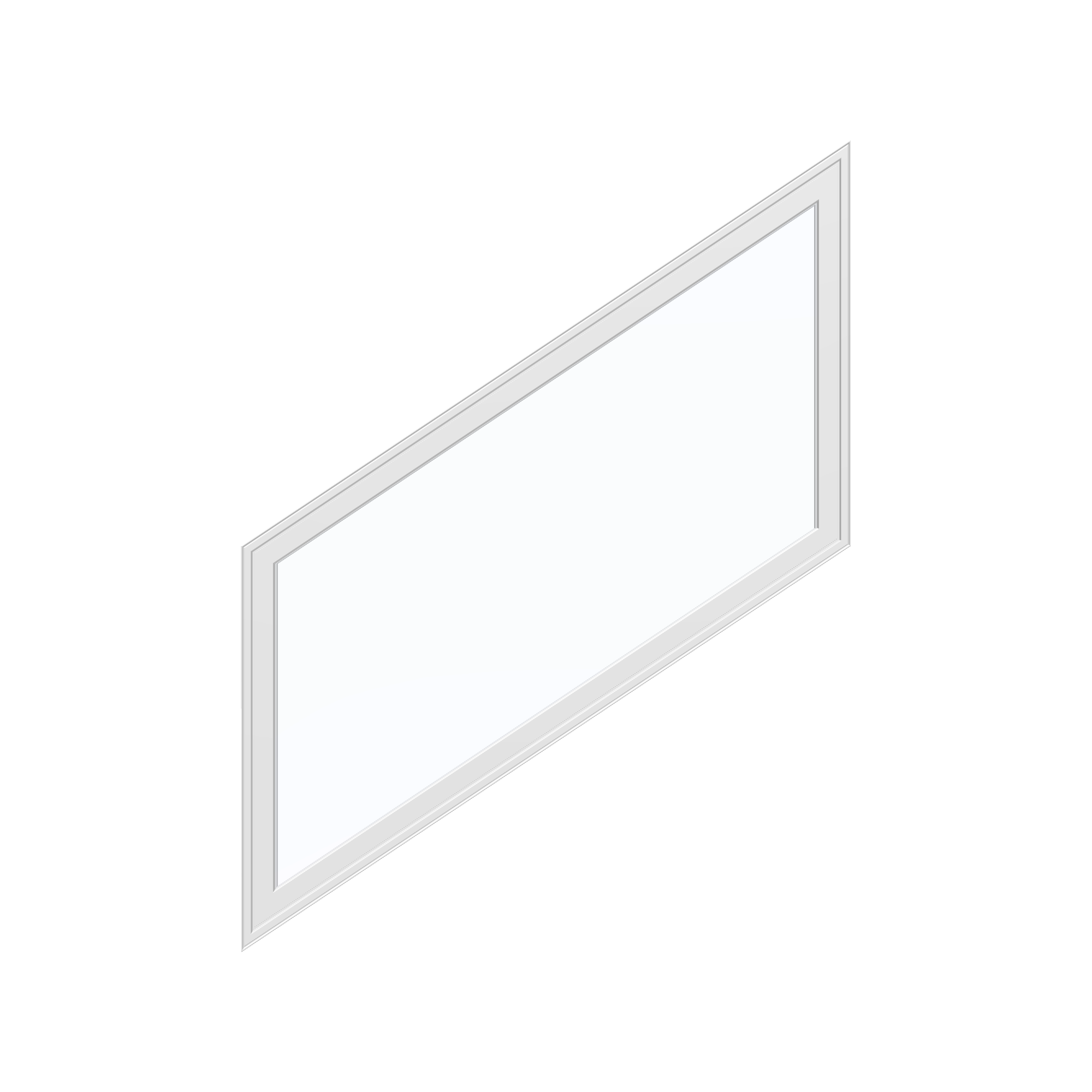 Straight exterior view of the 36 × 48 inch parallelogram (left), white exterior / white interior, without nailing flange