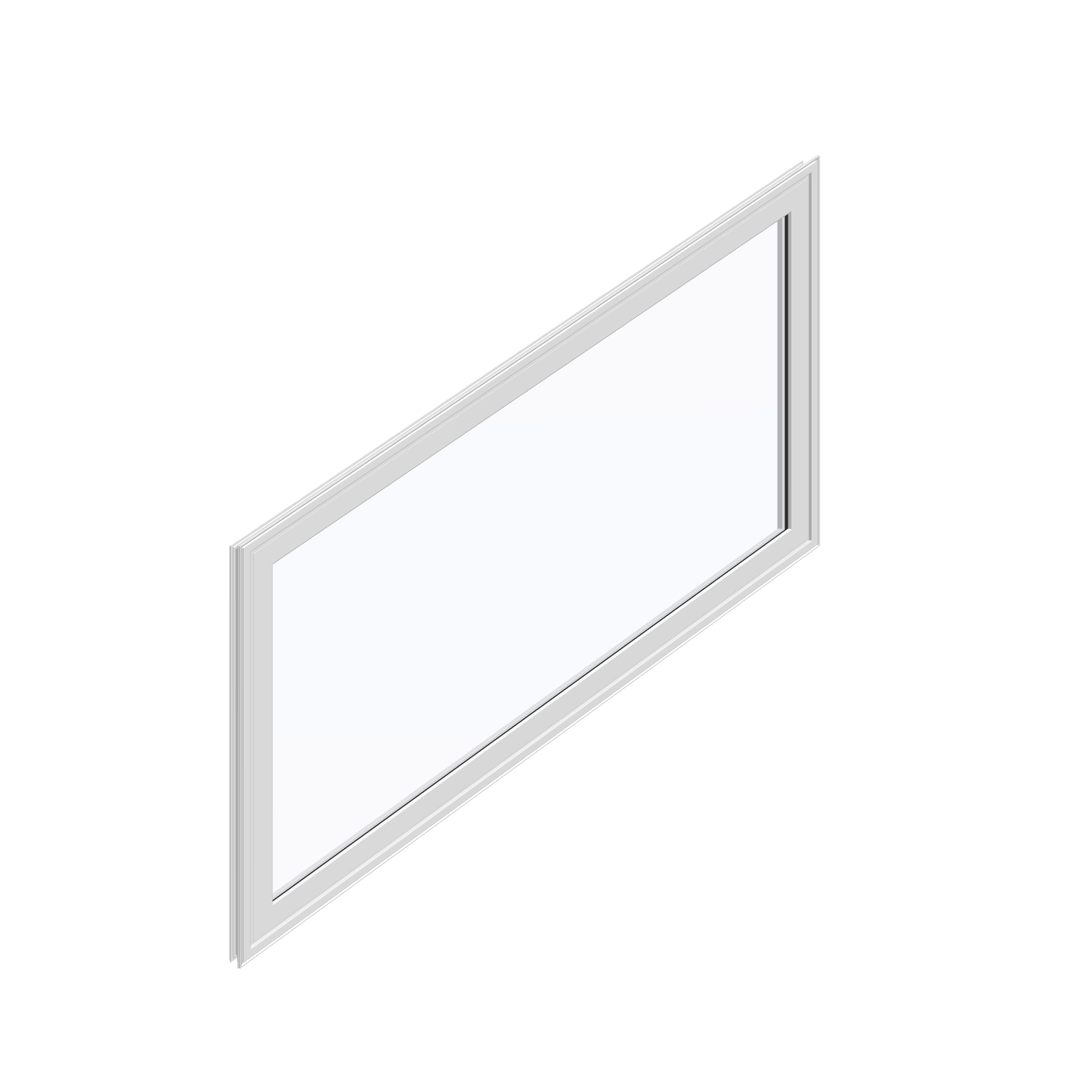 Opposite exterior angle of the 36 × 48 inch parallelogram (left), white exterior / white interior, without nailing flange