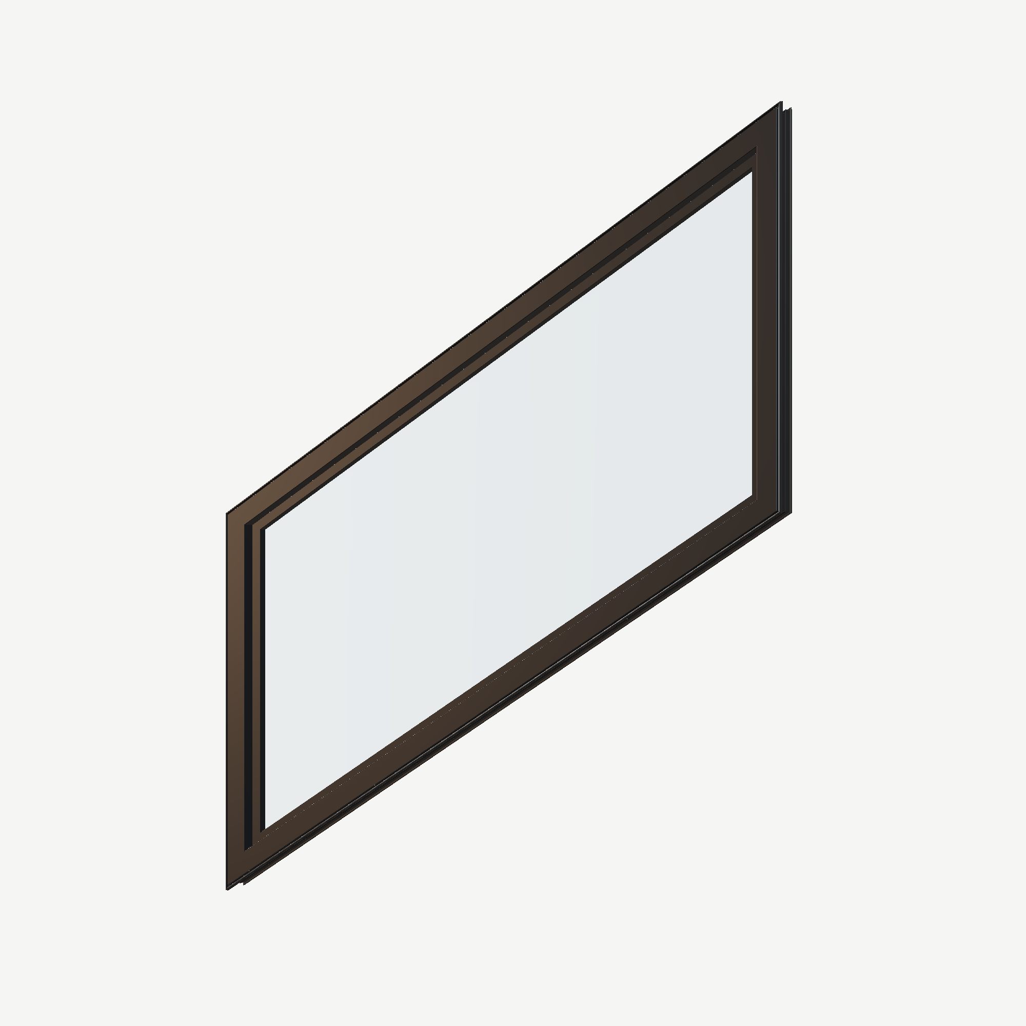Angled interior view of the 36 × 48 inch parallelogram (right), black exterior / black interior, without nailing flange