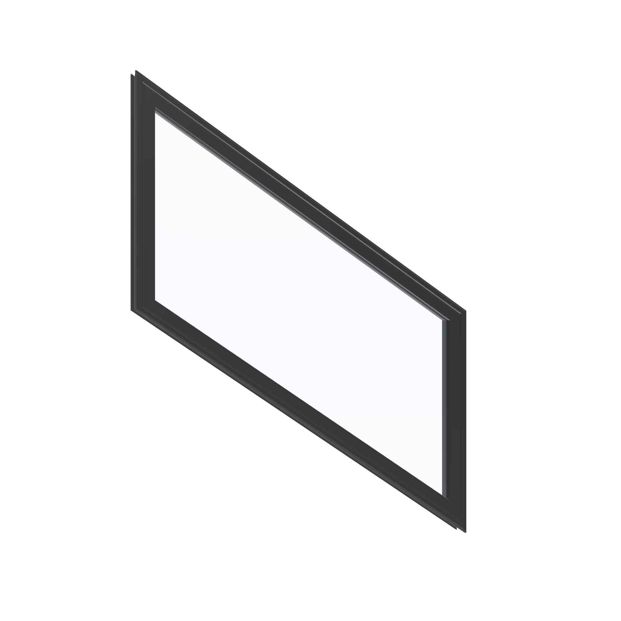 Opposite exterior angle of the 36 × 48 inch parallelogram (right), black exterior / black interior, without nailing flange
