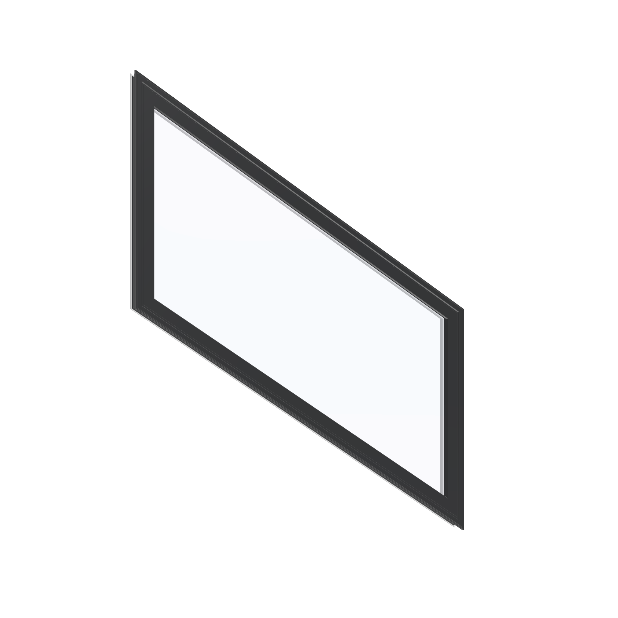 Opposite exterior angle of the 36 × 48 inch parallelogram (right), black exterior / white interior, without nailing flange
