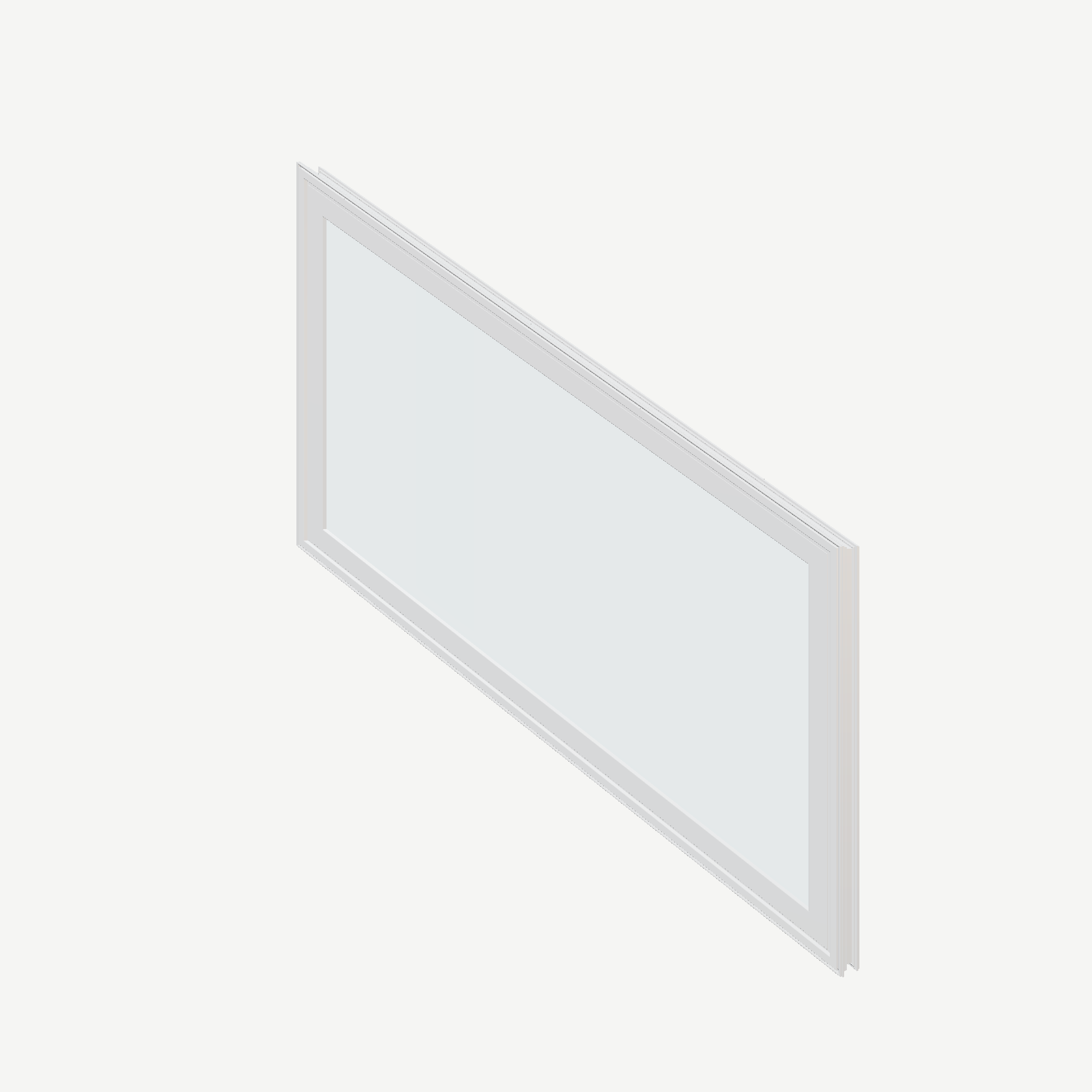 Angled exterior view of the 36 × 48 inch parallelogram (right), white exterior / white interior, without nailing flange
