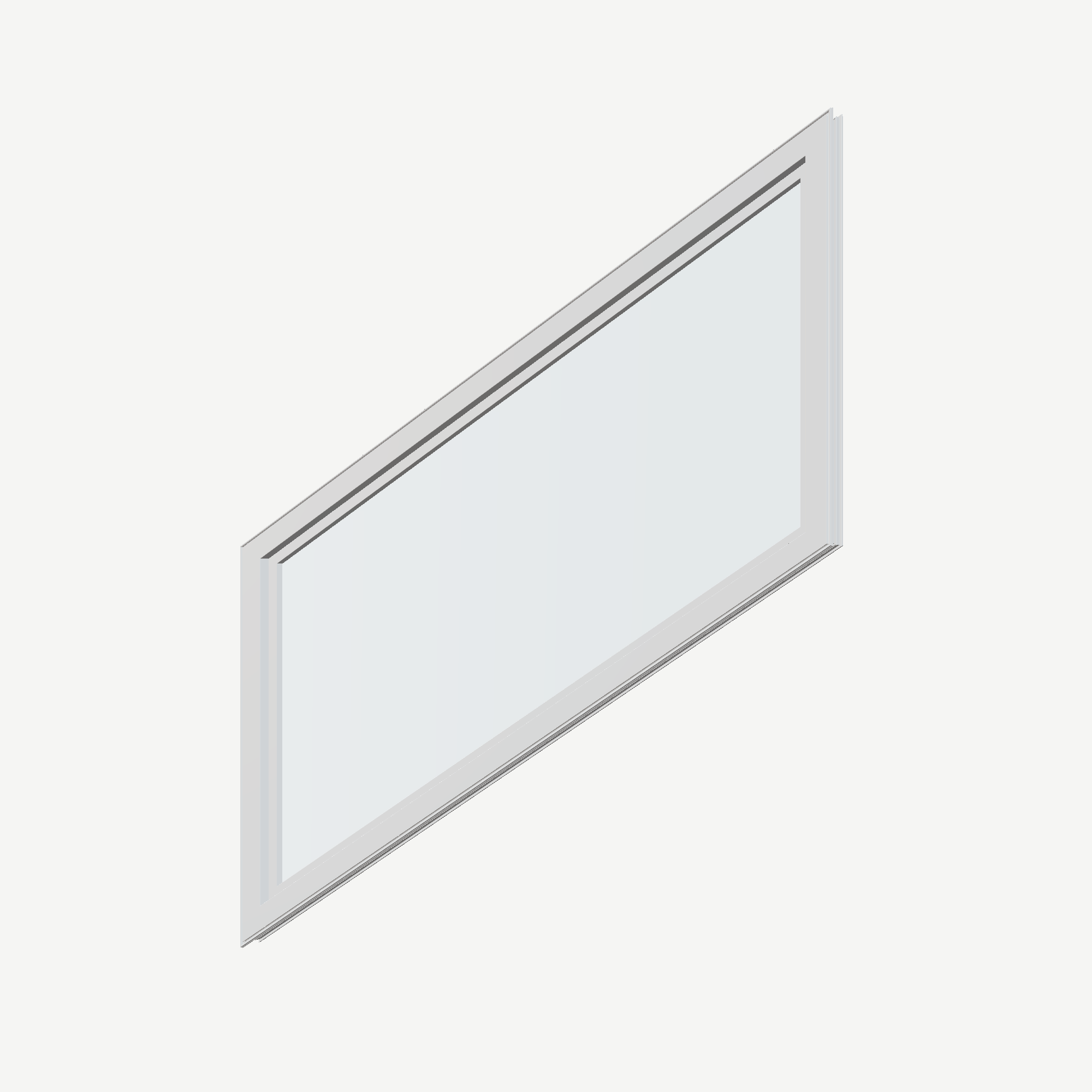 Angled interior view of the 36 × 48 inch parallelogram (right), white exterior / white interior, without nailing flange