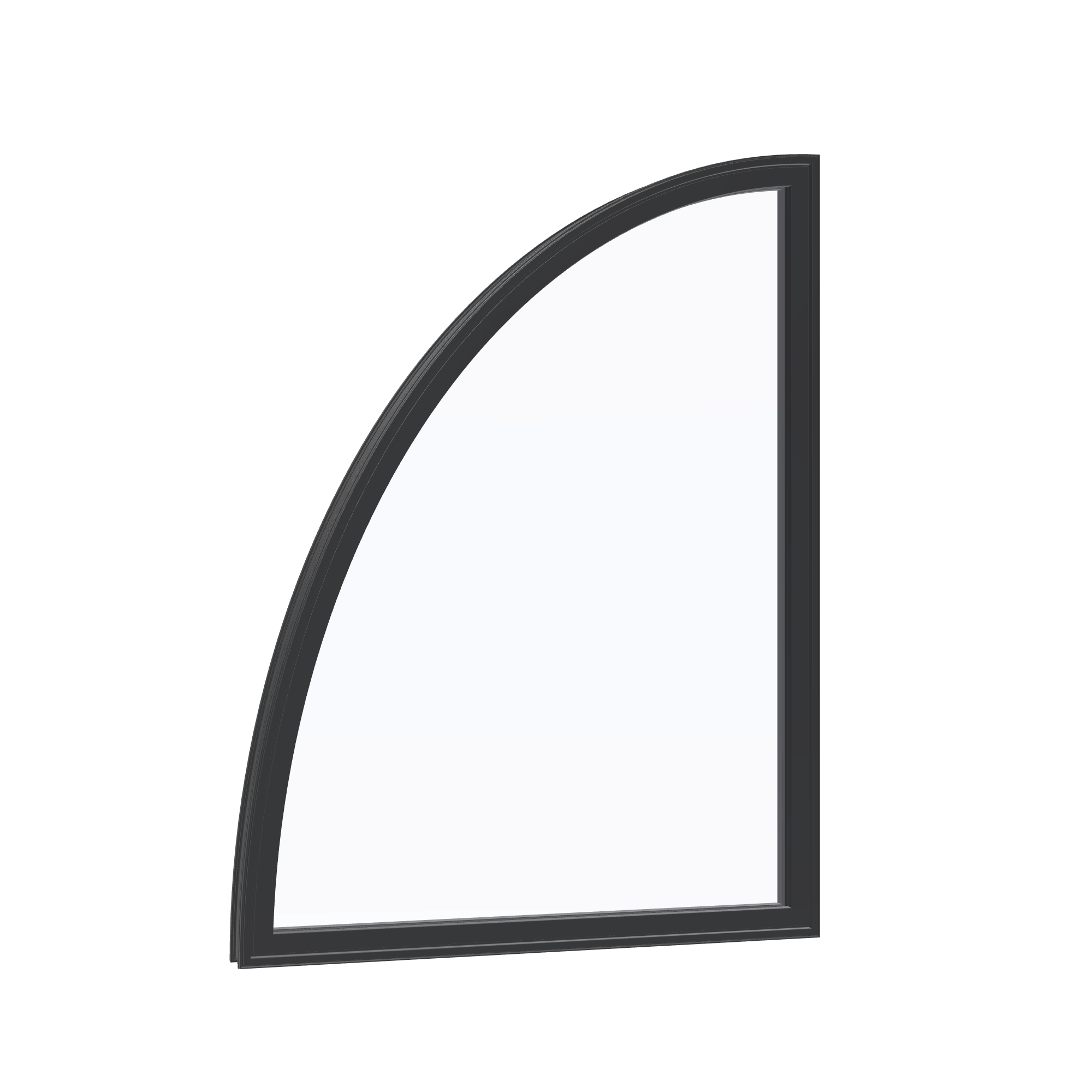 Opposite exterior angle of the 36 × 48 inch partial ellipse (left), black exterior / black interior, without nailing flange