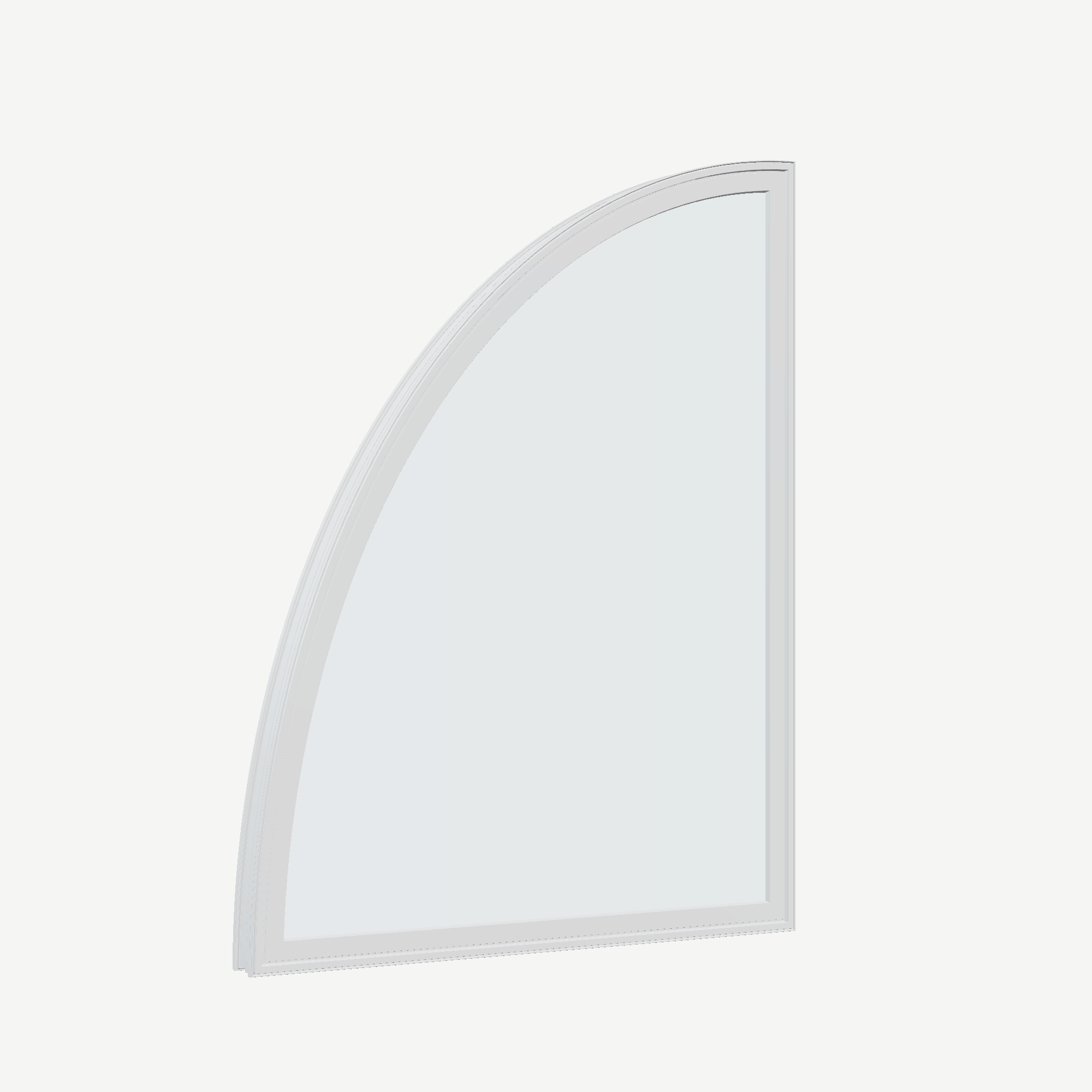 Opposite exterior angle of the 36 × 48 inch partial ellipse (left), white exterior / white interior, without nailing flange