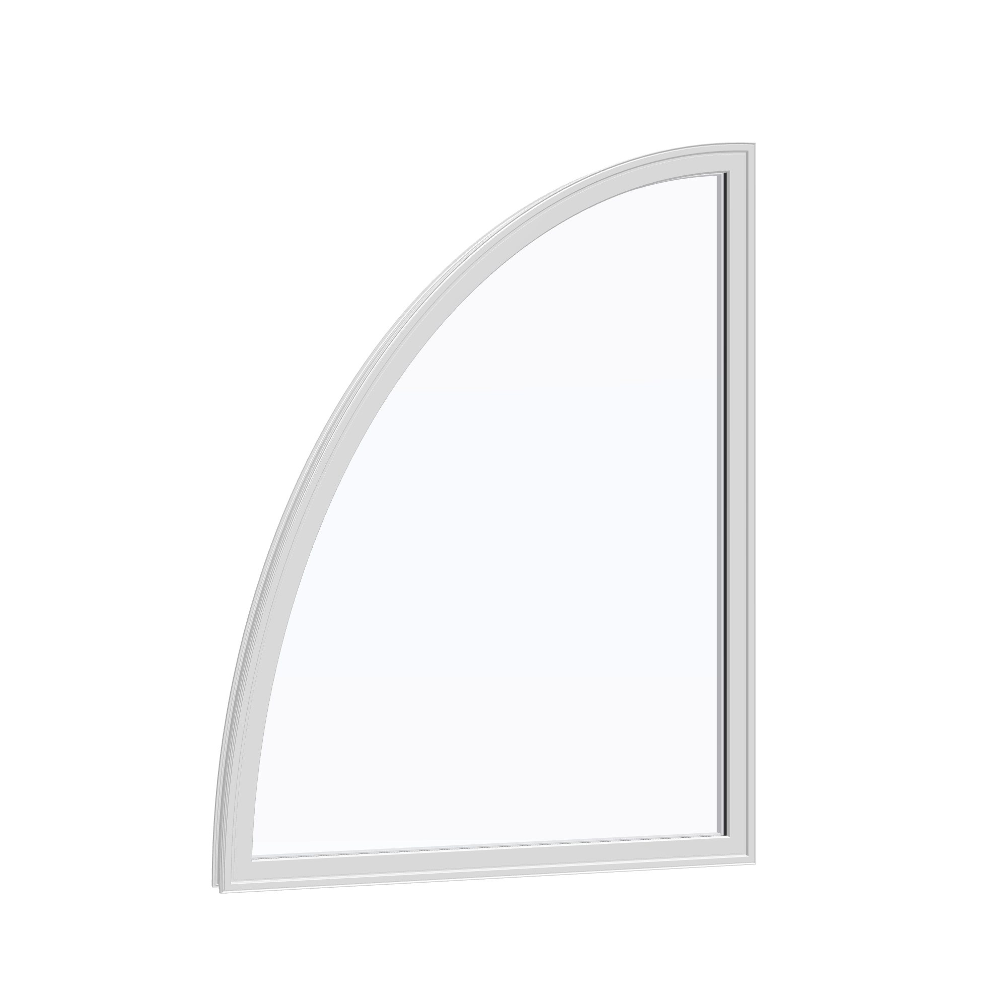 Opposite exterior angle of the 36 × 48 inch partial ellipse (left), white exterior / white interior, without nailing flange